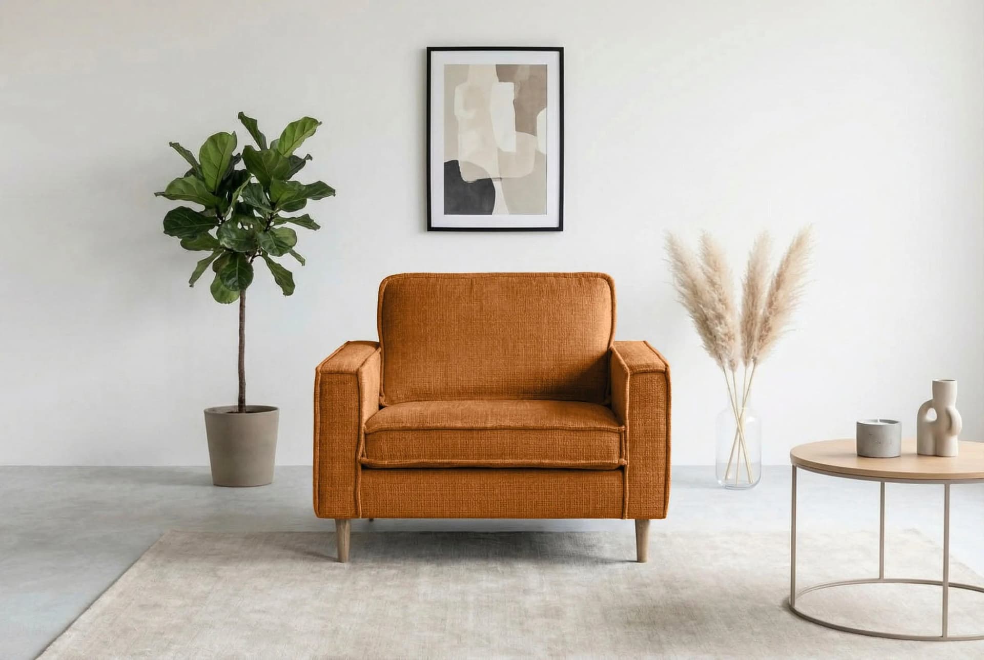 Loveseat HOME AFFAIRE Pinto Skandi 105 cm Chenille Struktur Brick Rot