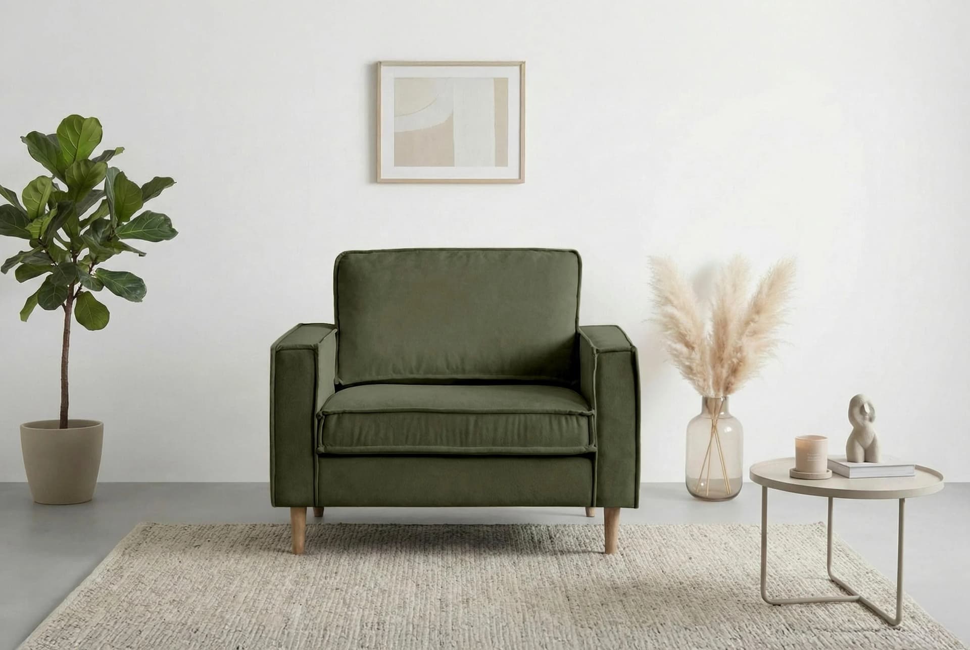 HOME AFFAIRE Loveseat Pinto Skandi 105 cm Chenille Grün