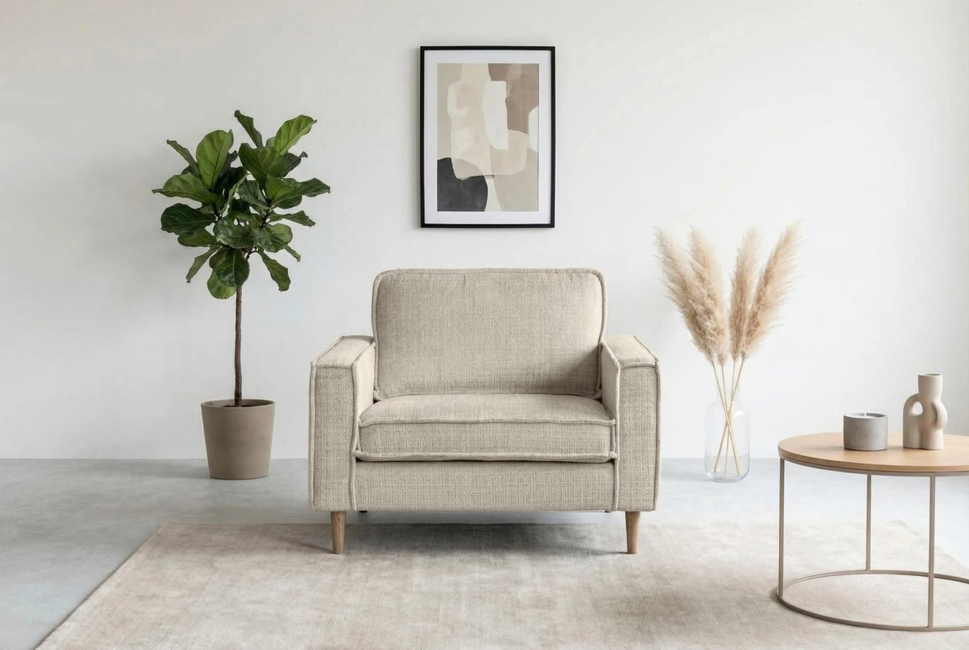 Loveseat HOME AFFAIRE Pinto Skandi 105 cm Chenille Creme