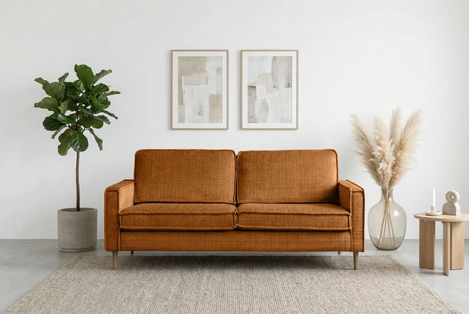 HOME AFFAIRE 3-Sitzer Pinto Skandi Chenille-Struktur Brick Rot