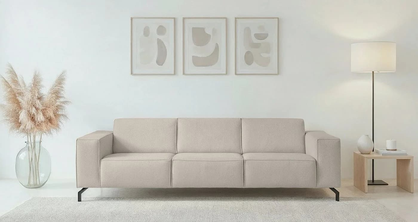 Home Affaire 3-Sitzer Sofa Lorcan 257 cm Lederoptik Natur