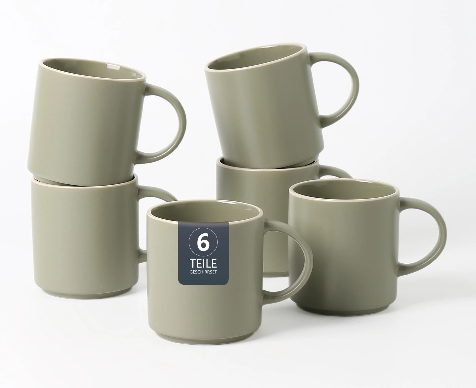 OTTO HOME Ylvii Becher 6er Set Grün Steinzeug