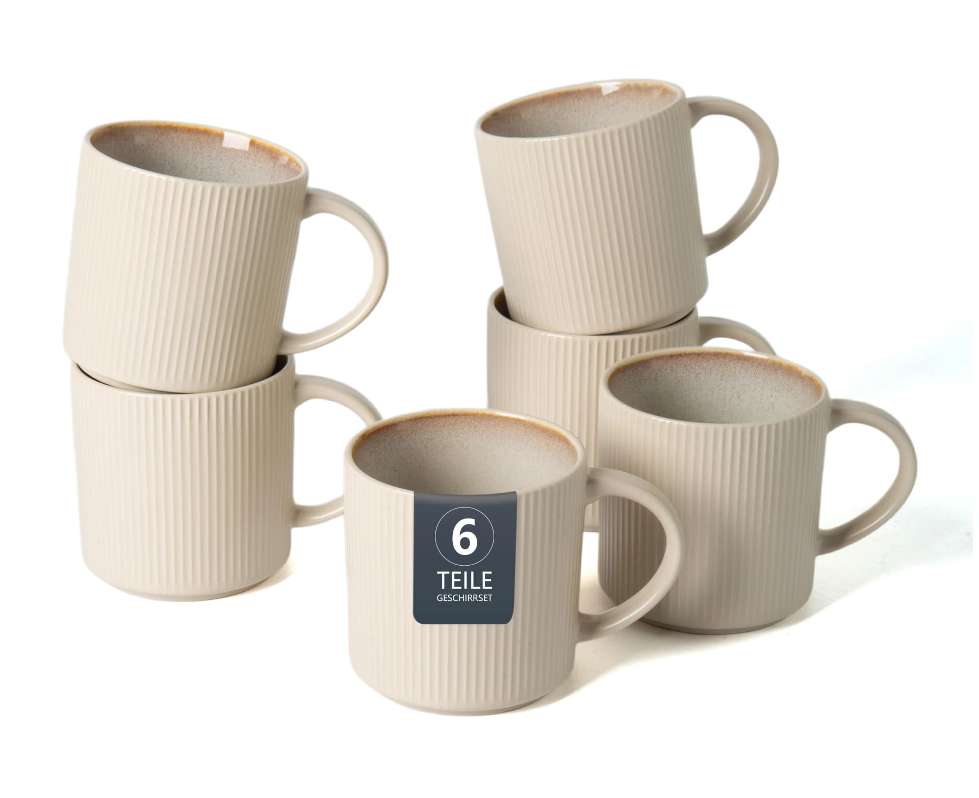 OTTO HOME Becher Ylvii 6er Set reactive beige Steinzeug