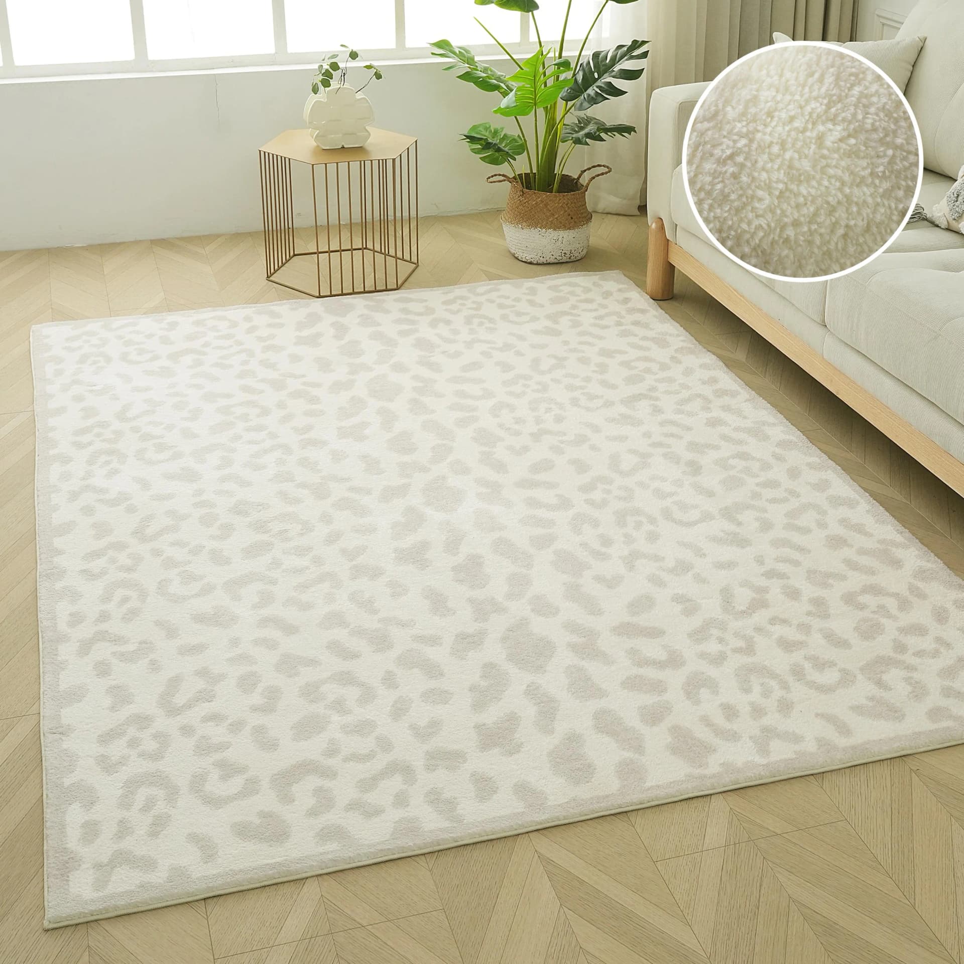 OTTO HOME Teppich Leo Leopardenmuster Beige Creme 200x200cm