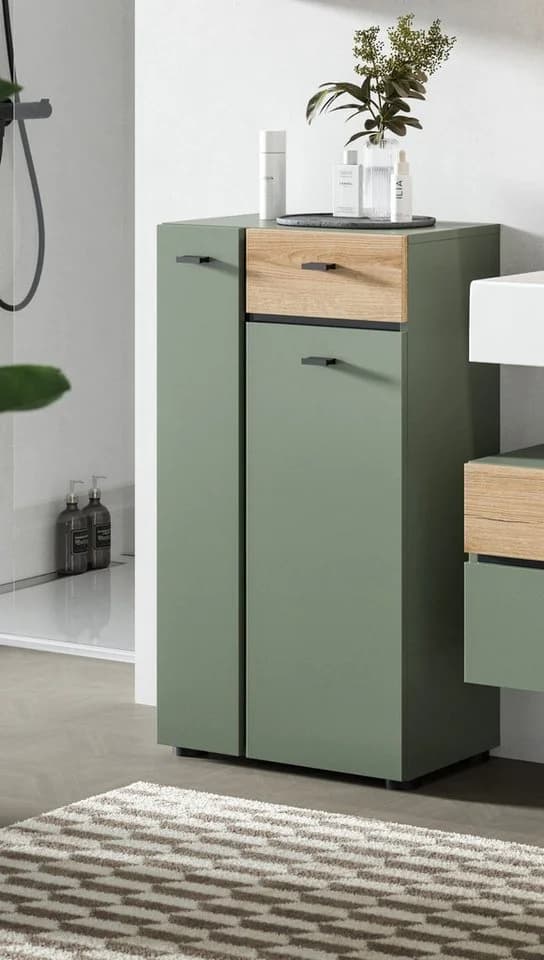 Welltime Midischrank VANN 91cm Sage Green Evoke Oak Nachbildung