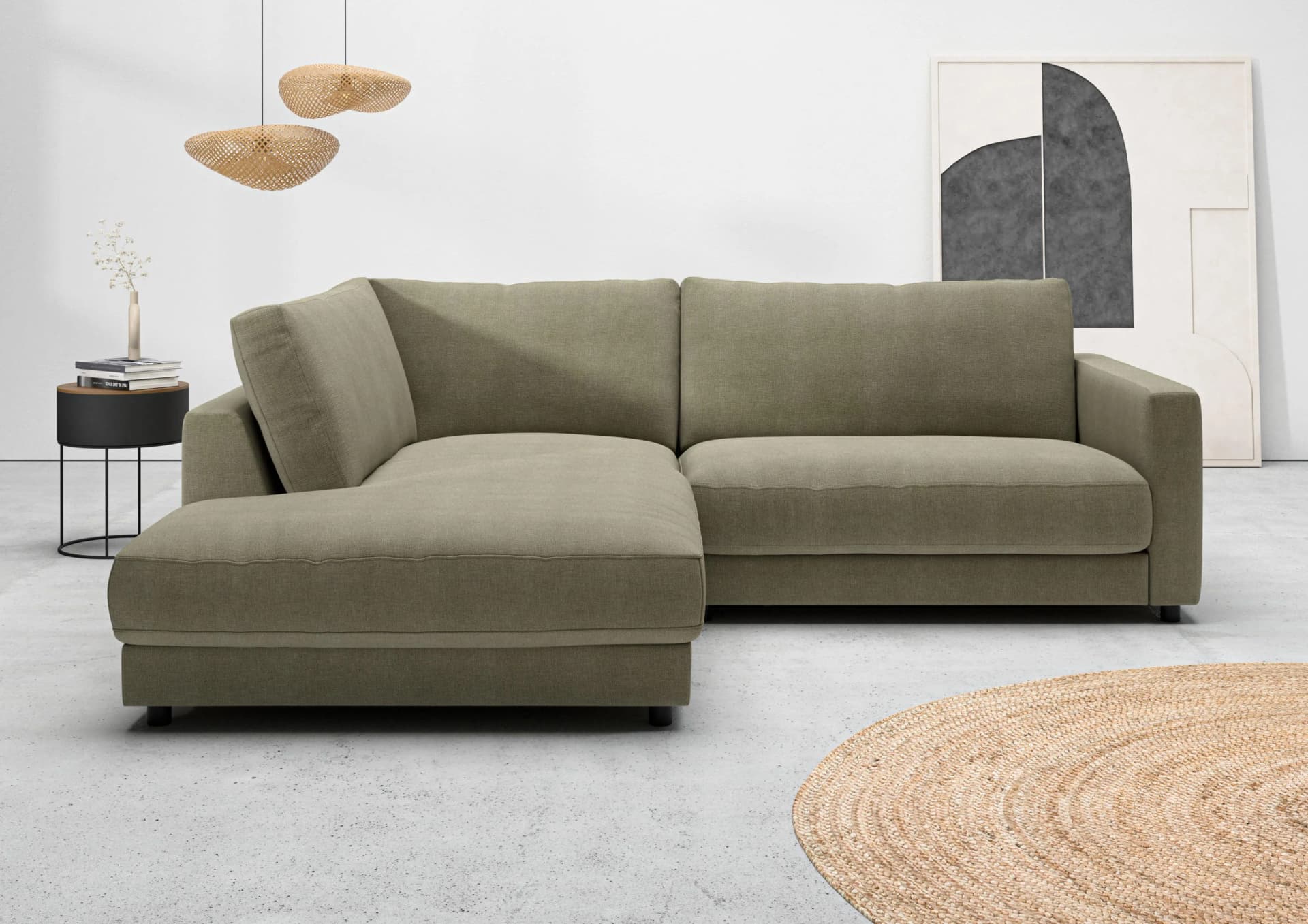 Home Affaire Ecksofa Jiro L-Form 252 cm Oliv