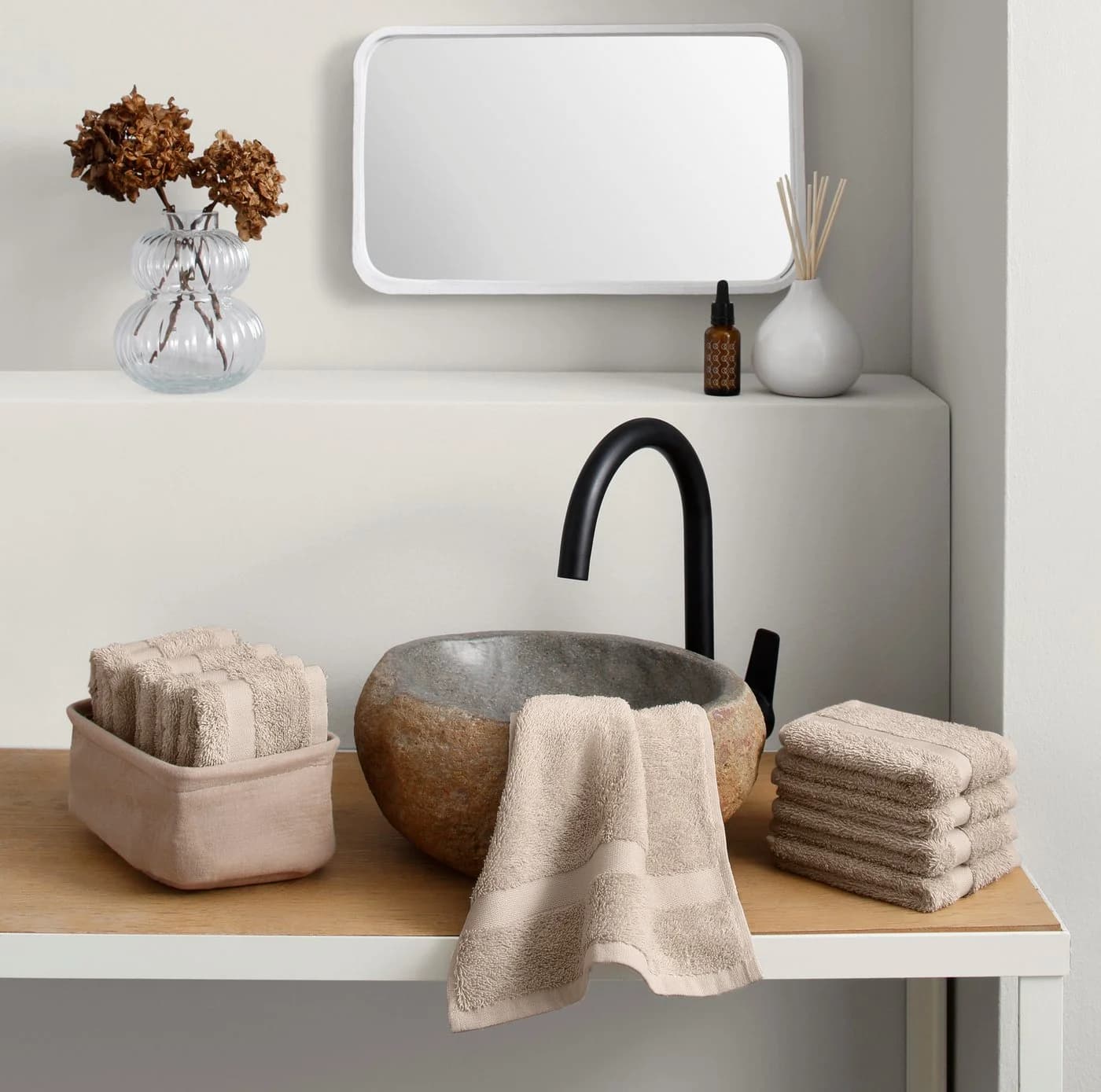 OTTO home Waschlappen Set Vanessa 10-tlg. Beige Baumwolle