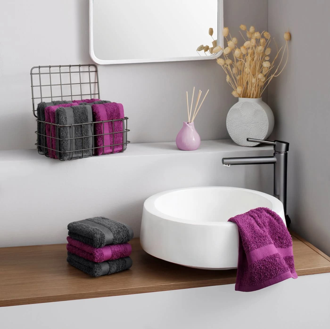 OTTO home Waschlappen Set Vanessa 10-tlg. Grau Walkfrottee