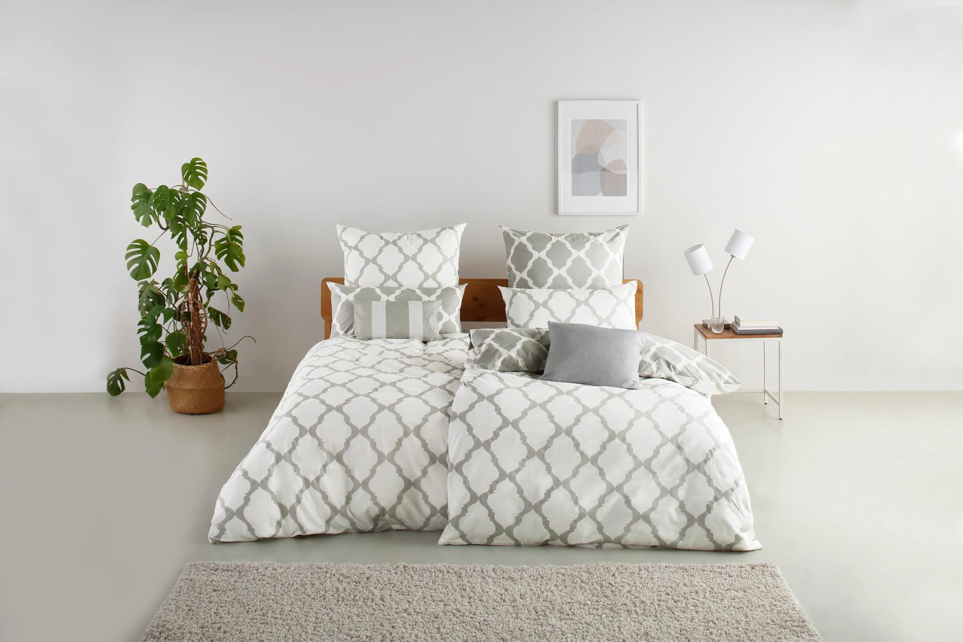 OTTO HOME Wendebettwäsche Alba Grau/Weiß Renforcé-Tencel Lyocell