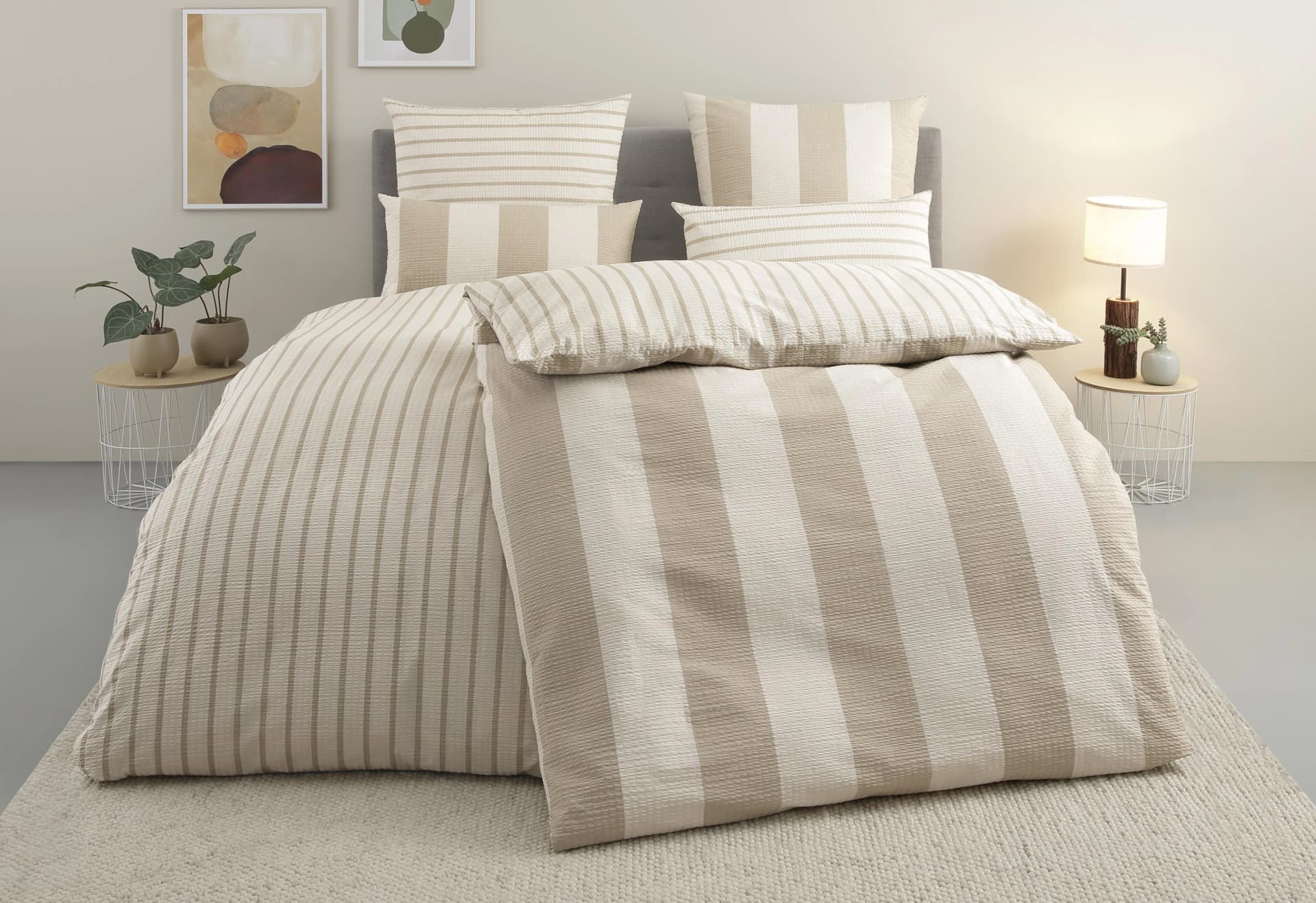 OTTO HOME Wendebettwäsche Sari 135x200 cm Beige Seersucker