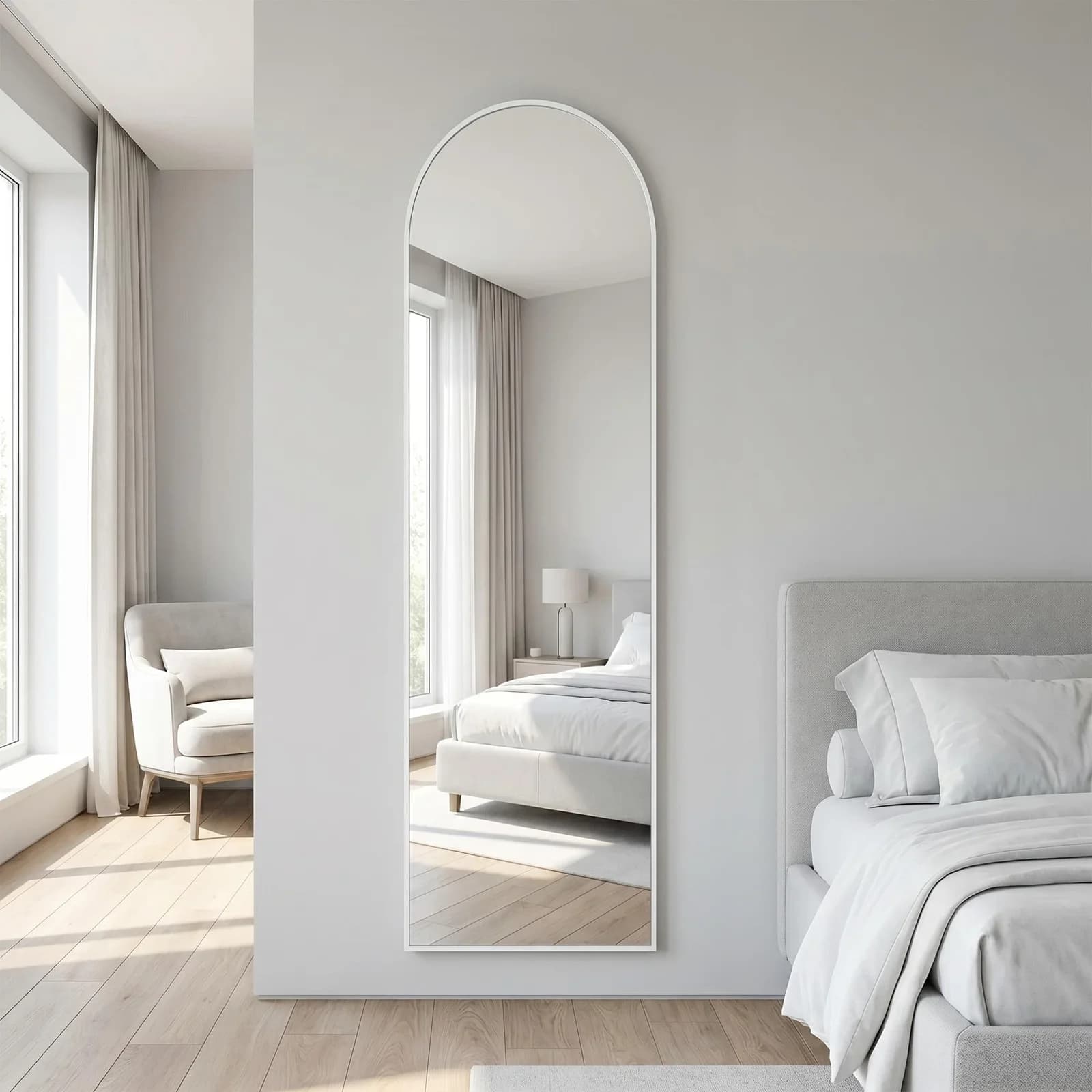 OTTO HOME Standspiegel Addrik Weiß Aluminium Sicherheitsglas