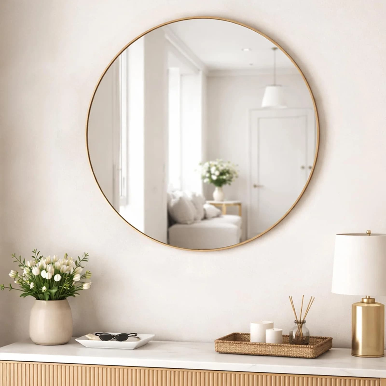 OTTO HOME Wandspiegel Addrik rund 80x80 cm gold