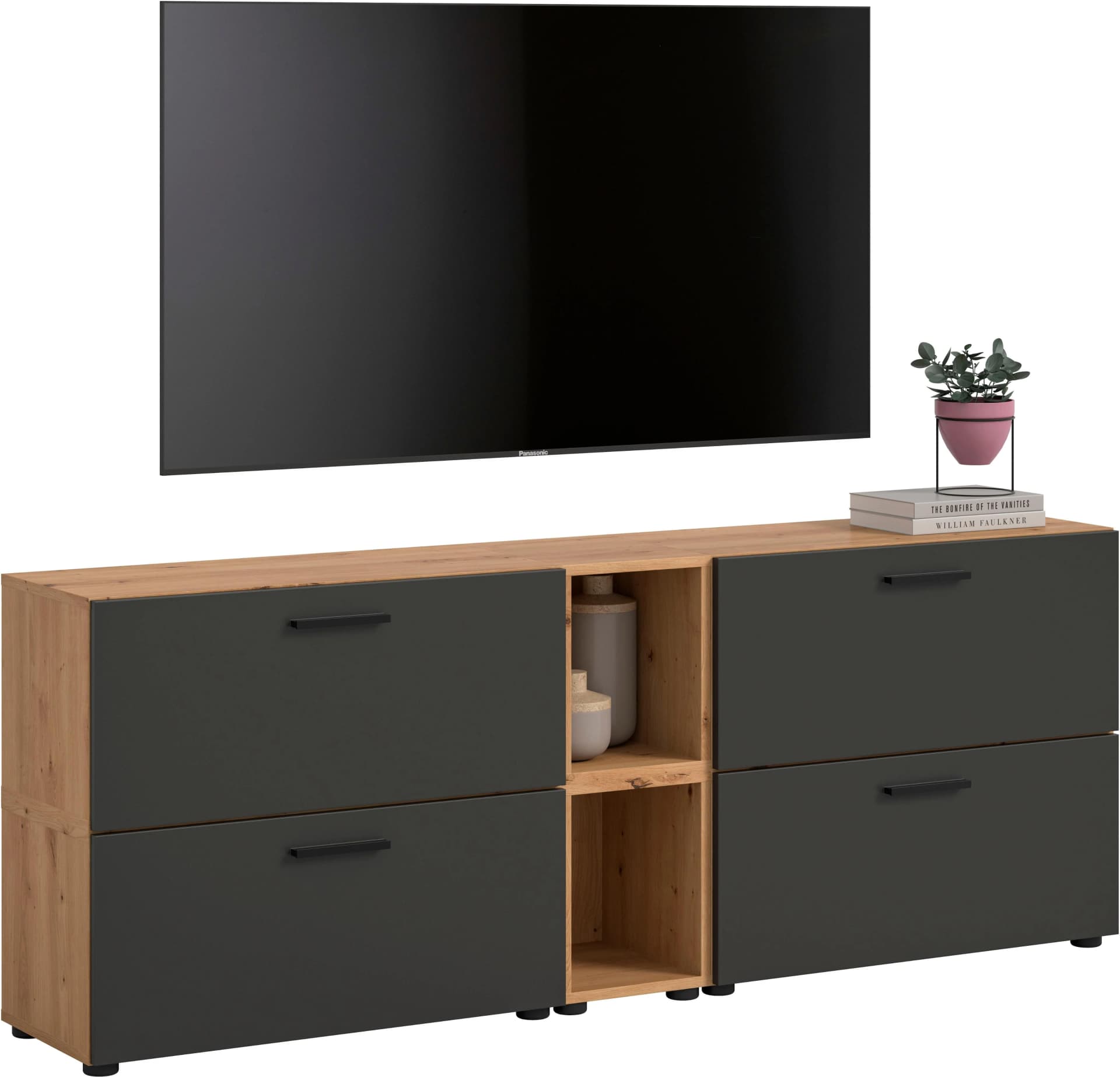 Home Affaire Wohnwand ENESTE 6-teilig Artisan Eiche/Basalt grau
