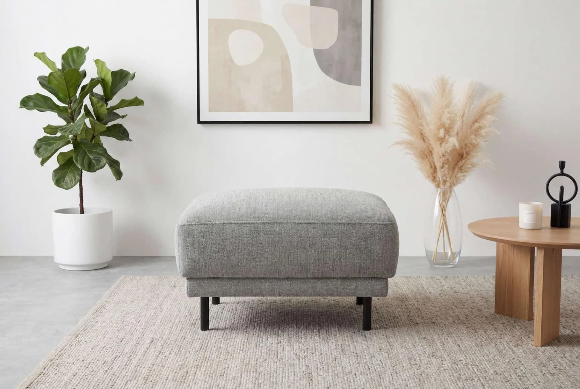 Home Affaire Polsterhocker Sveeva Taupe mit Metallfüßen