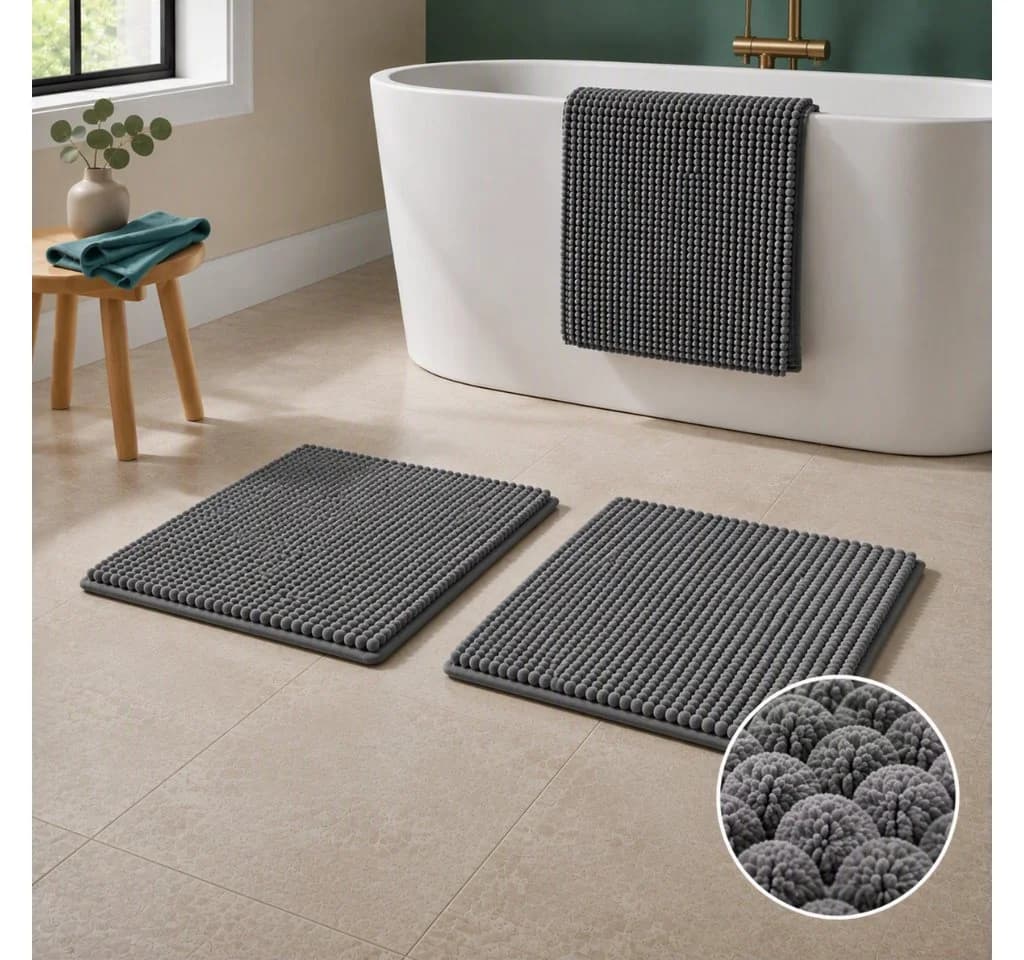 OTTO home Badematte Vanessa Chenille Grau Rutschhemmend