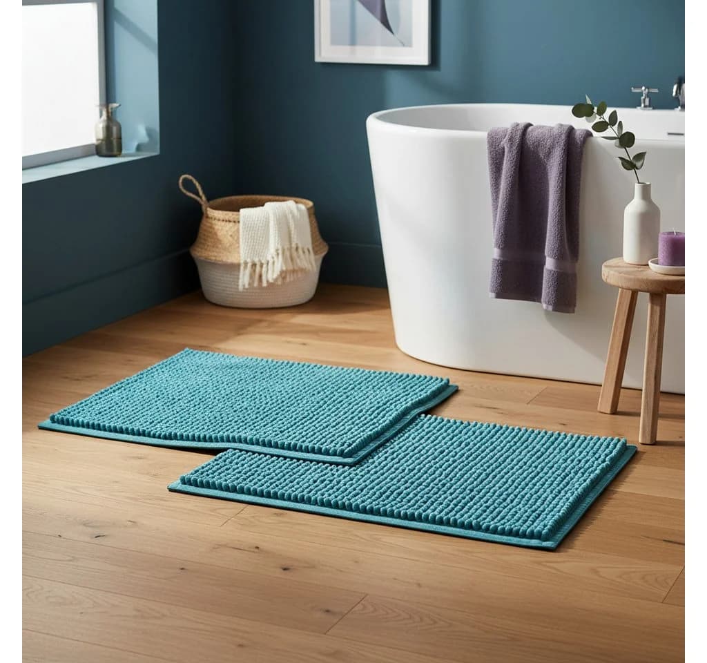 OTTO home Badematte Vanessa Chenille Blau Rutschhemmend