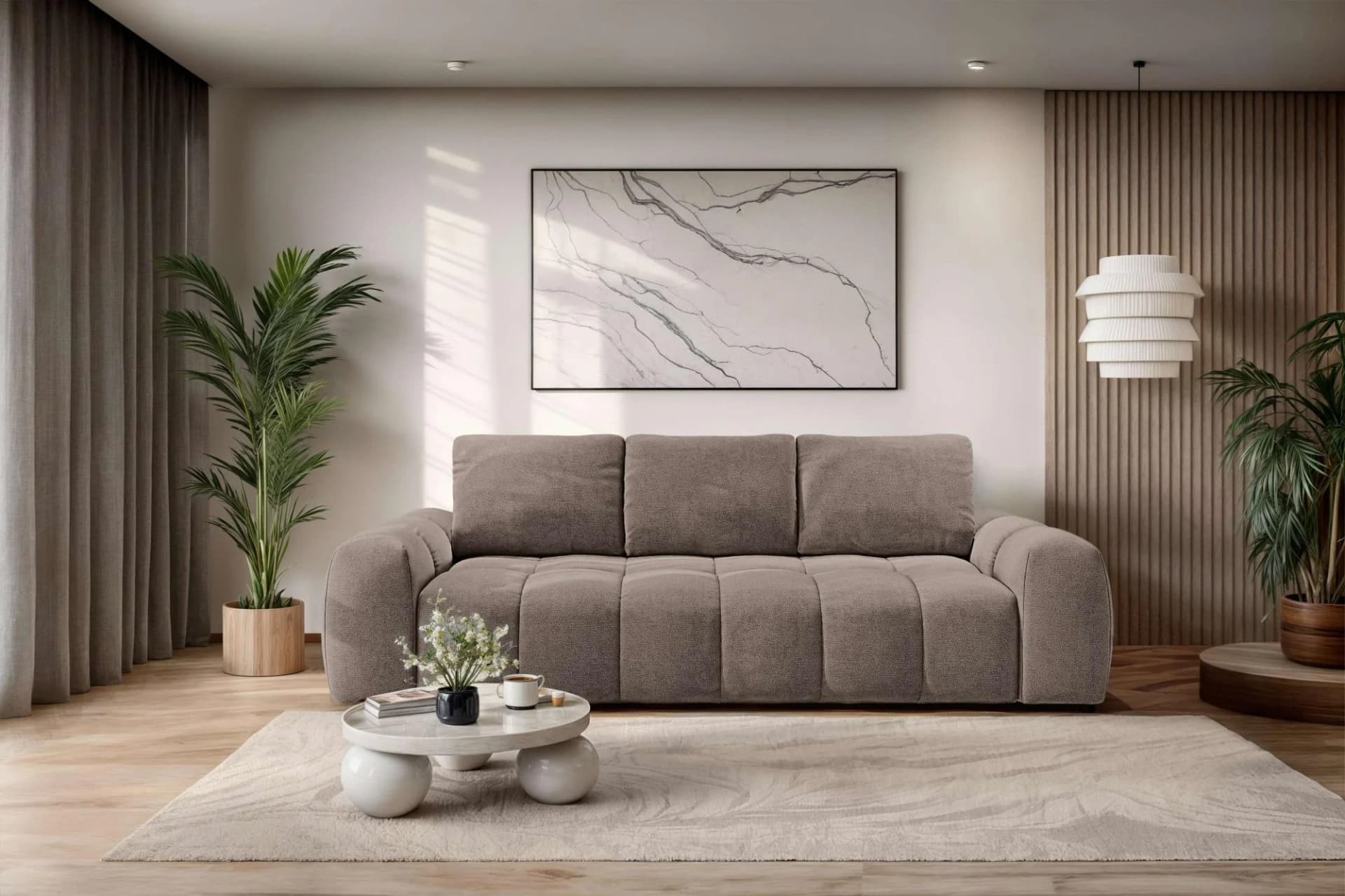 OTTO HOME AZITA 3-Sitzer Schlafsofa Braun mit Bettfunktion