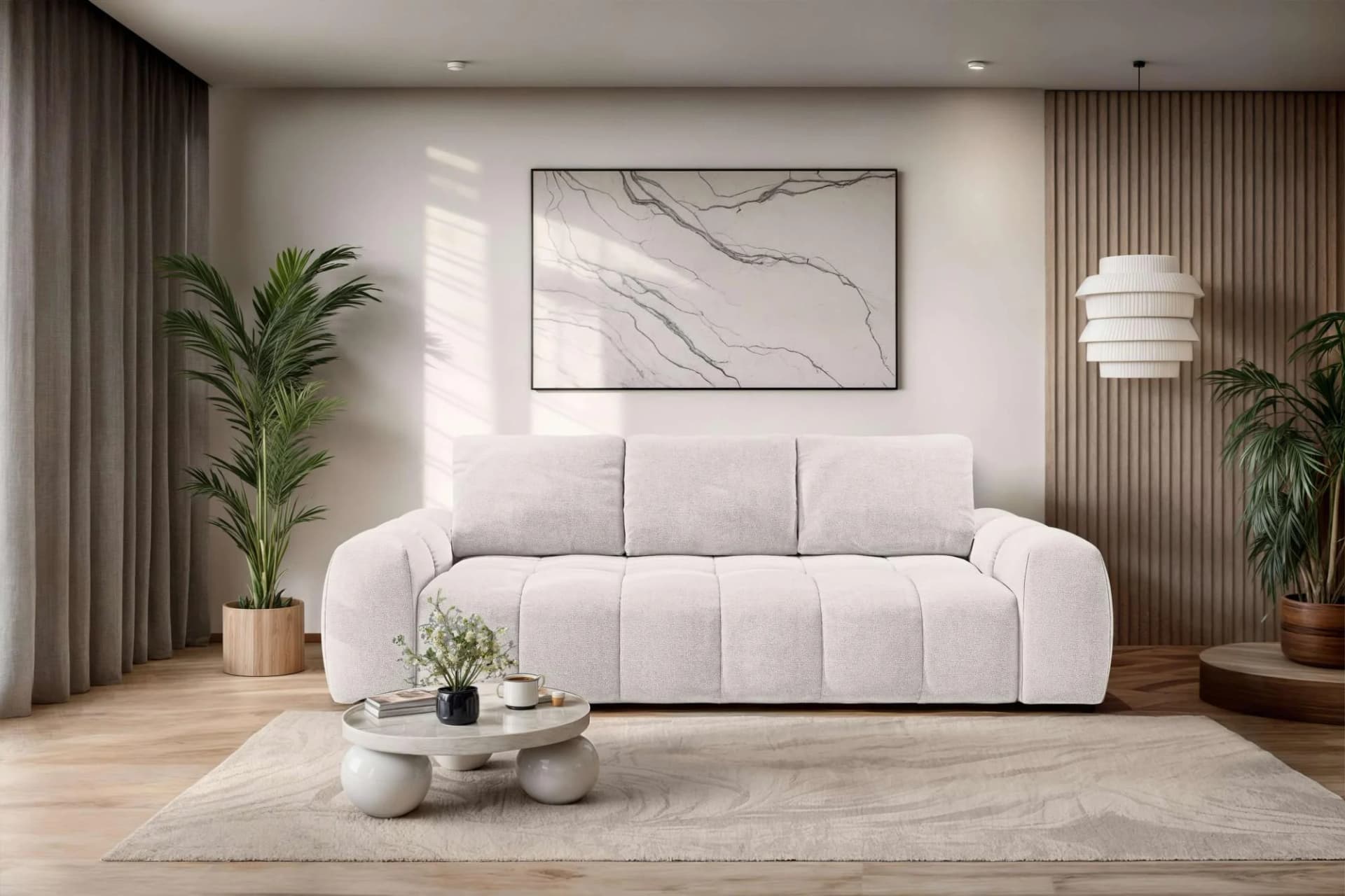 3-Sitzer OTTO HOME AZITA Schlafsofa mit Bettkasten Creme