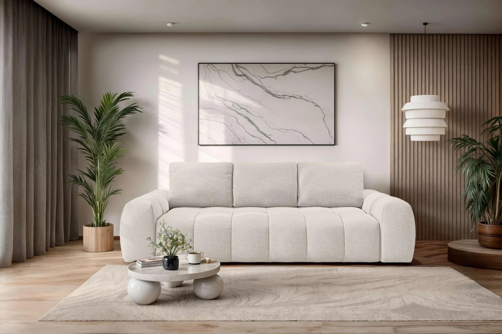 OTTO HOME 3-Sitzer Sofa AZITA Beige Wellenunterfederung