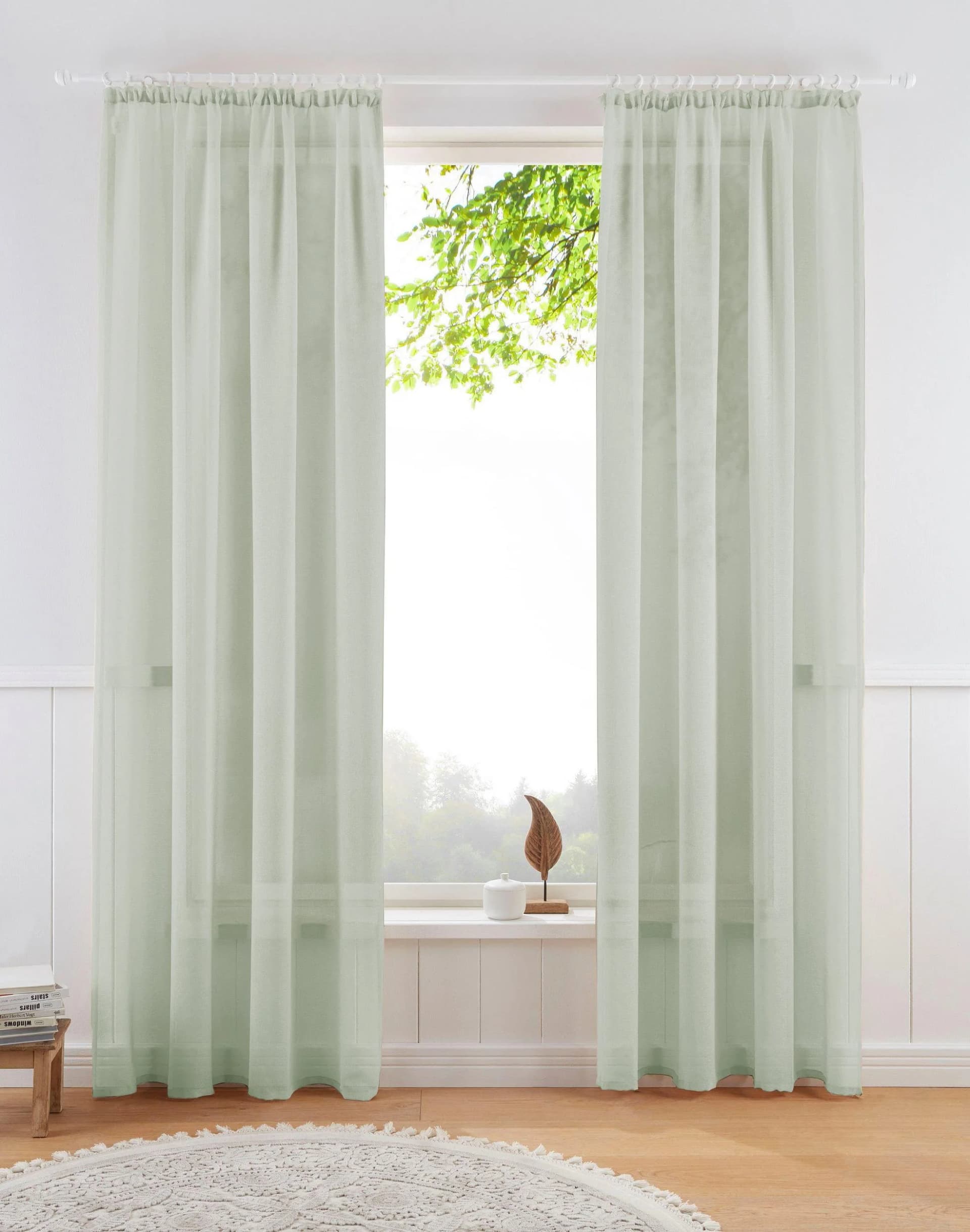 OTTO HOME Gardine TENDER Grün Leinenoptik Kräuselband