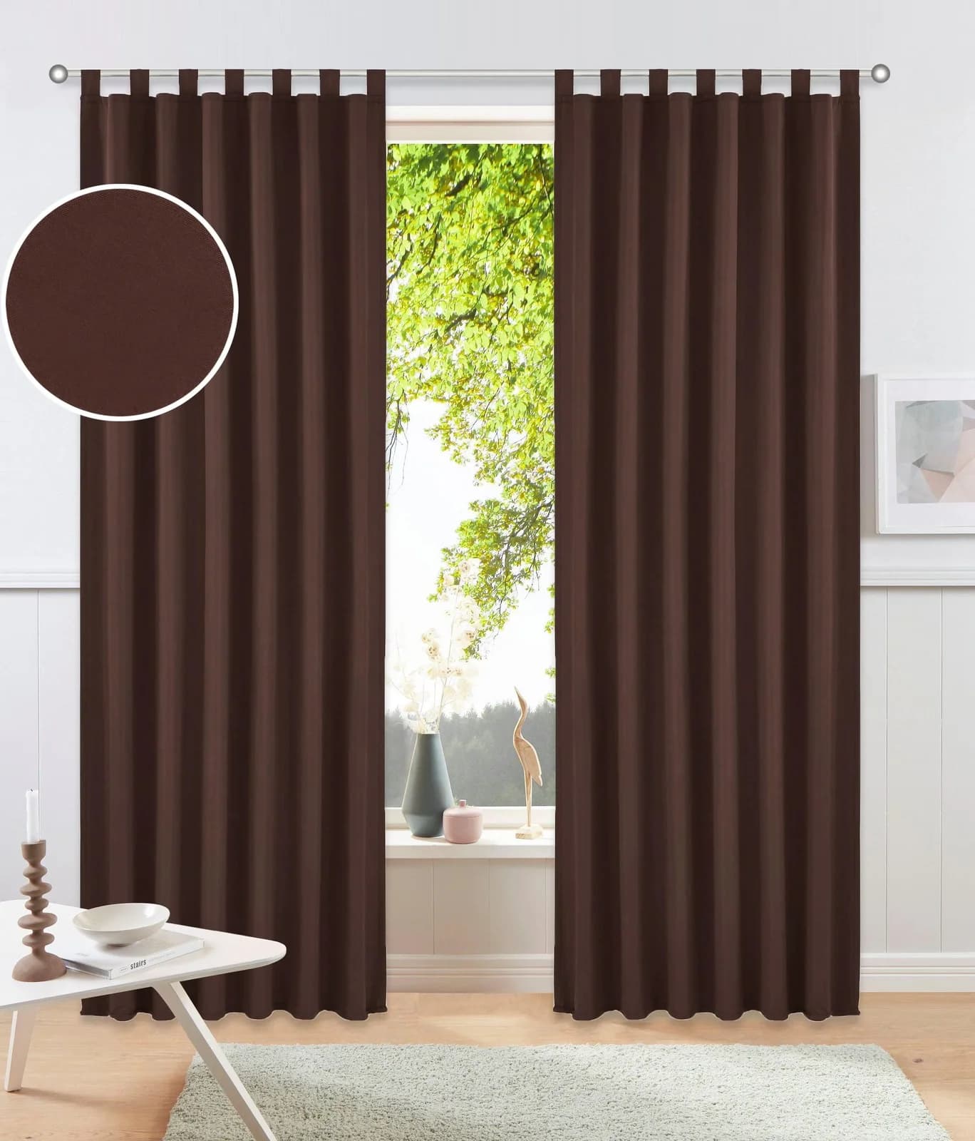 OTTO HOME Vorhang Parry 2er Set dunkelbraun blickdicht Polyester