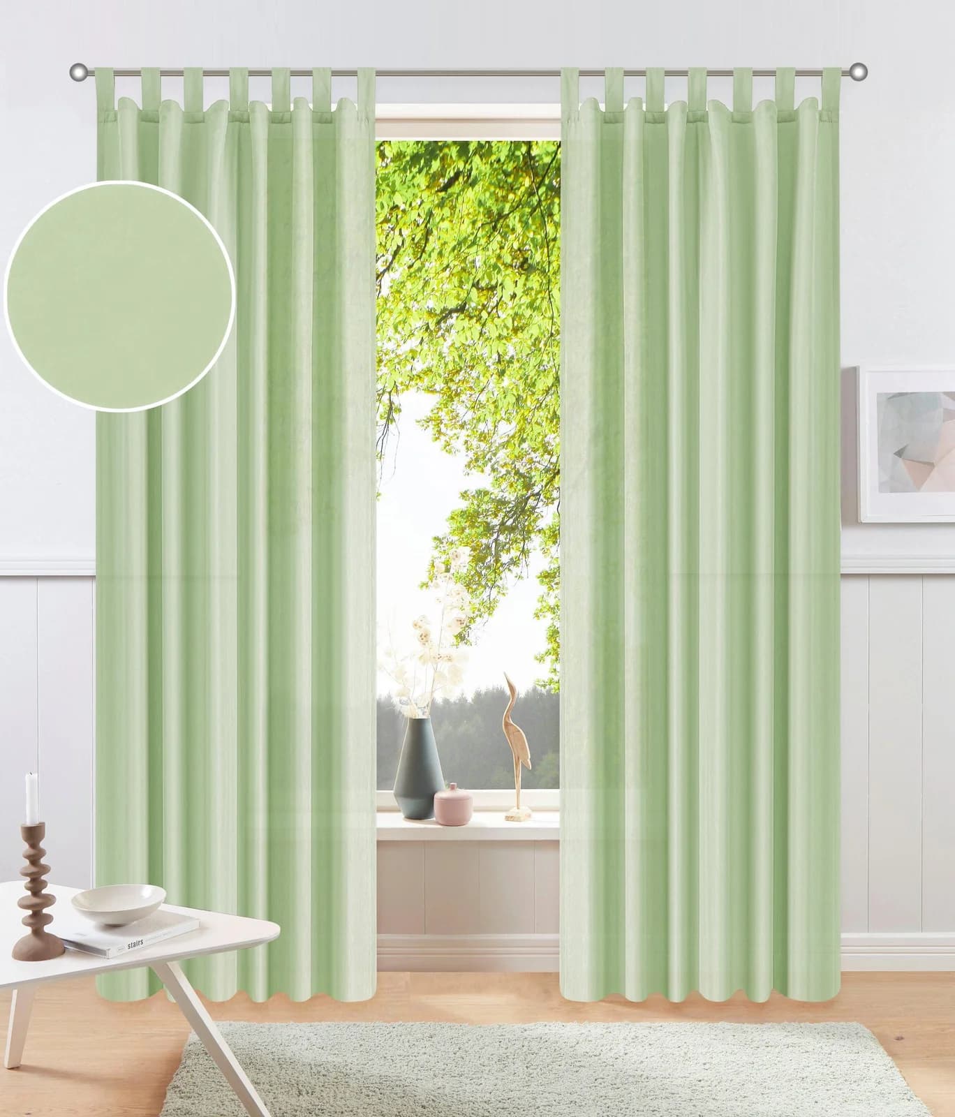 OTTO HOME Vorhang Raja 2er-Set Hellgrün Modern Polyester
