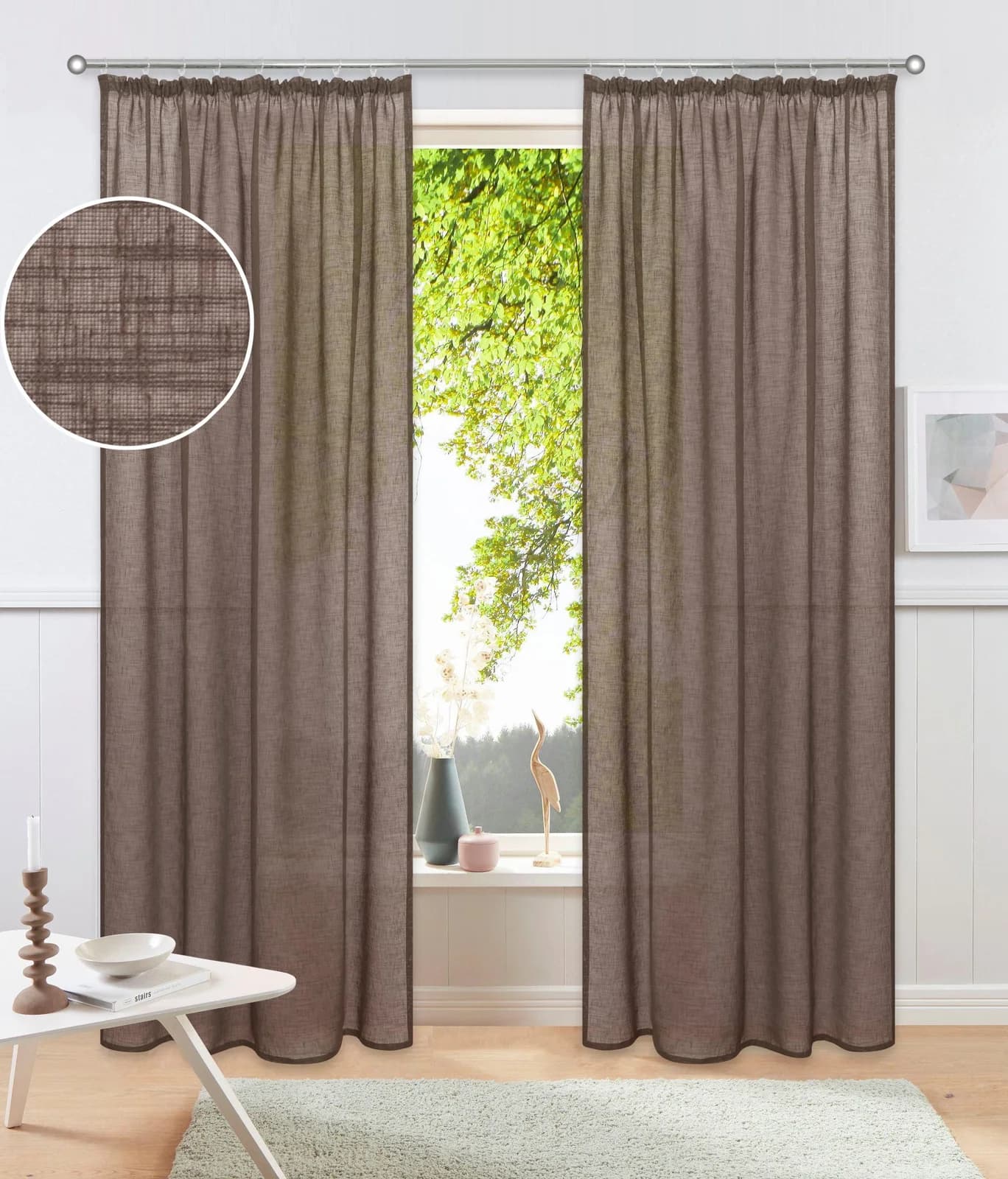 OTTO HOME Gardine Fiete Braun Polyester Halbtransparent