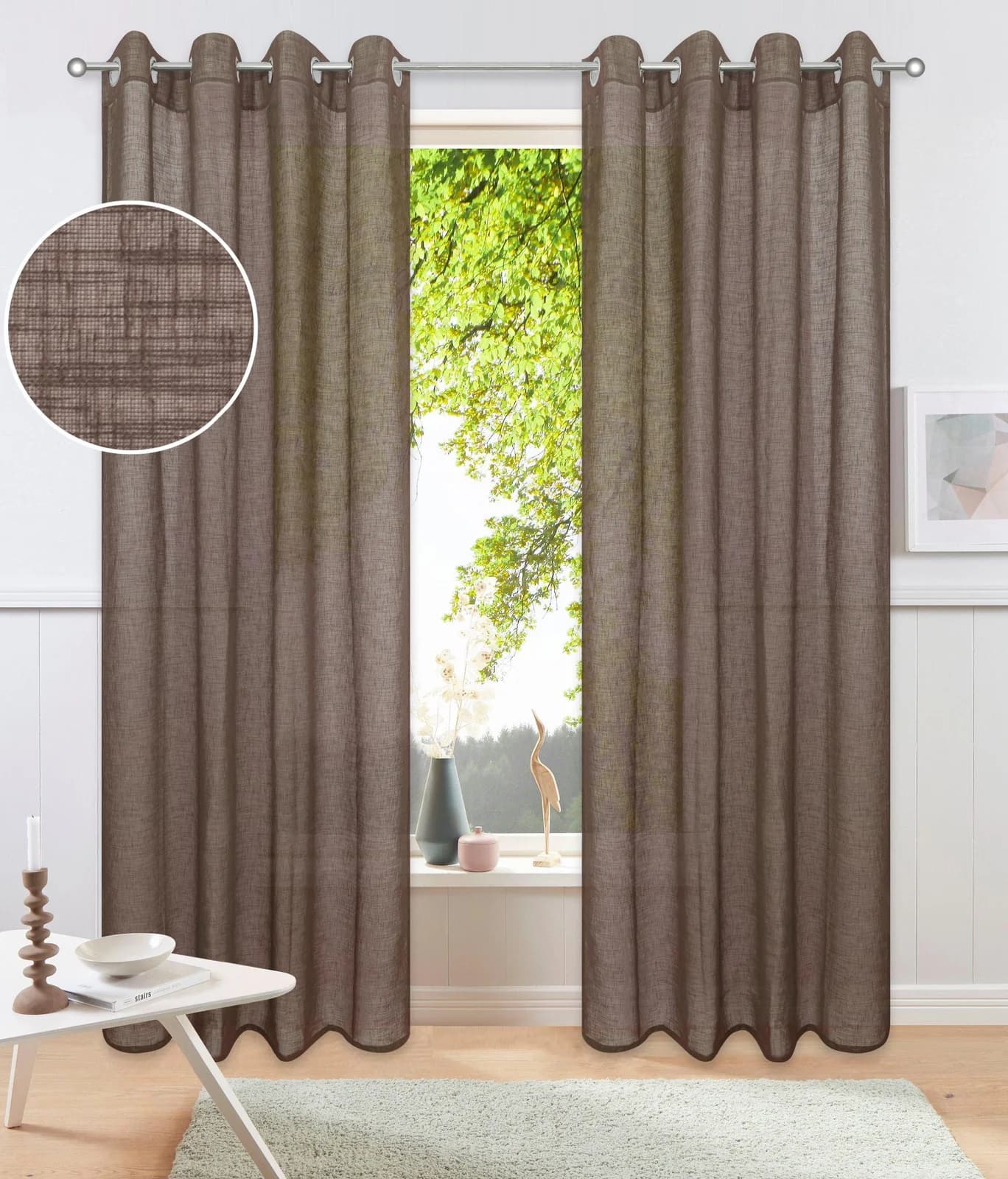 OTTO HOME Gardine Fiete Braun Polyester Leinen-Optik