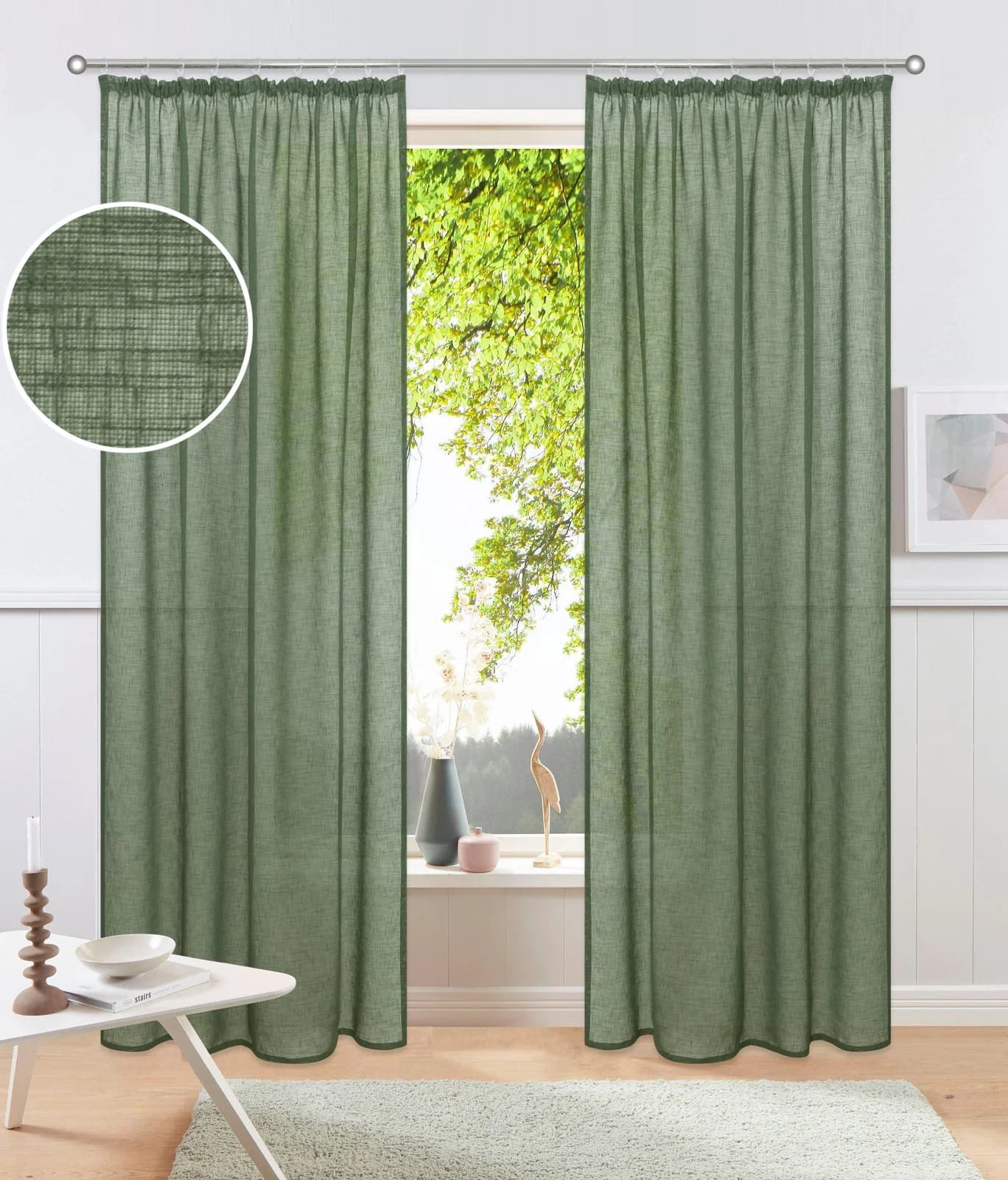 Gardine OTTO HOME Fiete Dunkelgrün Polyester Halbtransparent