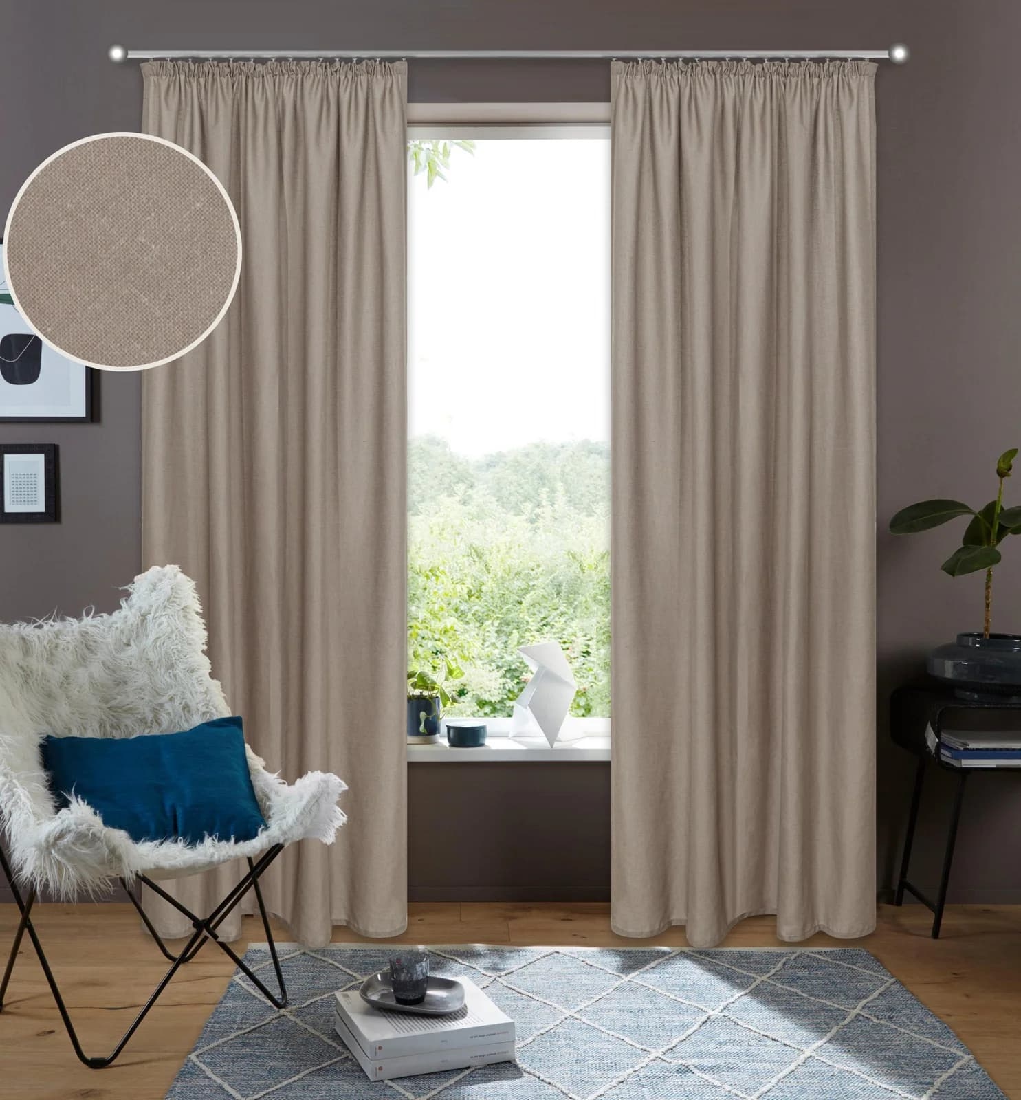 OTTO HOME Gardine Rudy Taupe Leinenstruktur Polyester-Leinen Mischung