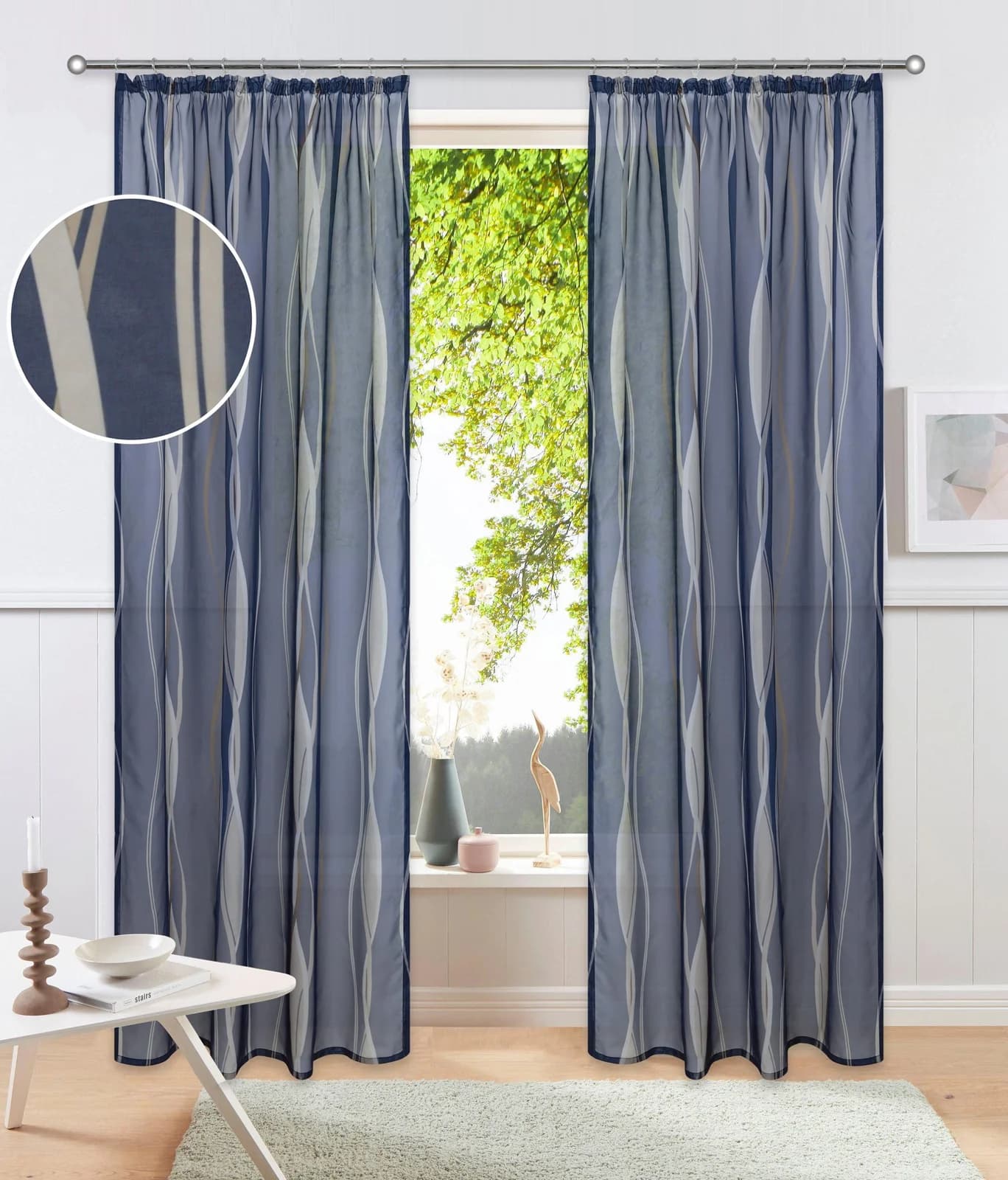 OTTO HOME Gardine Dimona 2er-Set Navy Transparent Voile