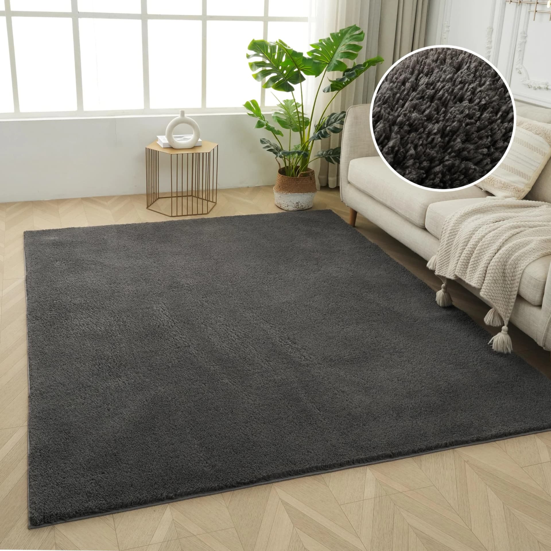 OTTO HOME Cali Shaggy Teppich Anthrazit Kunstfaser