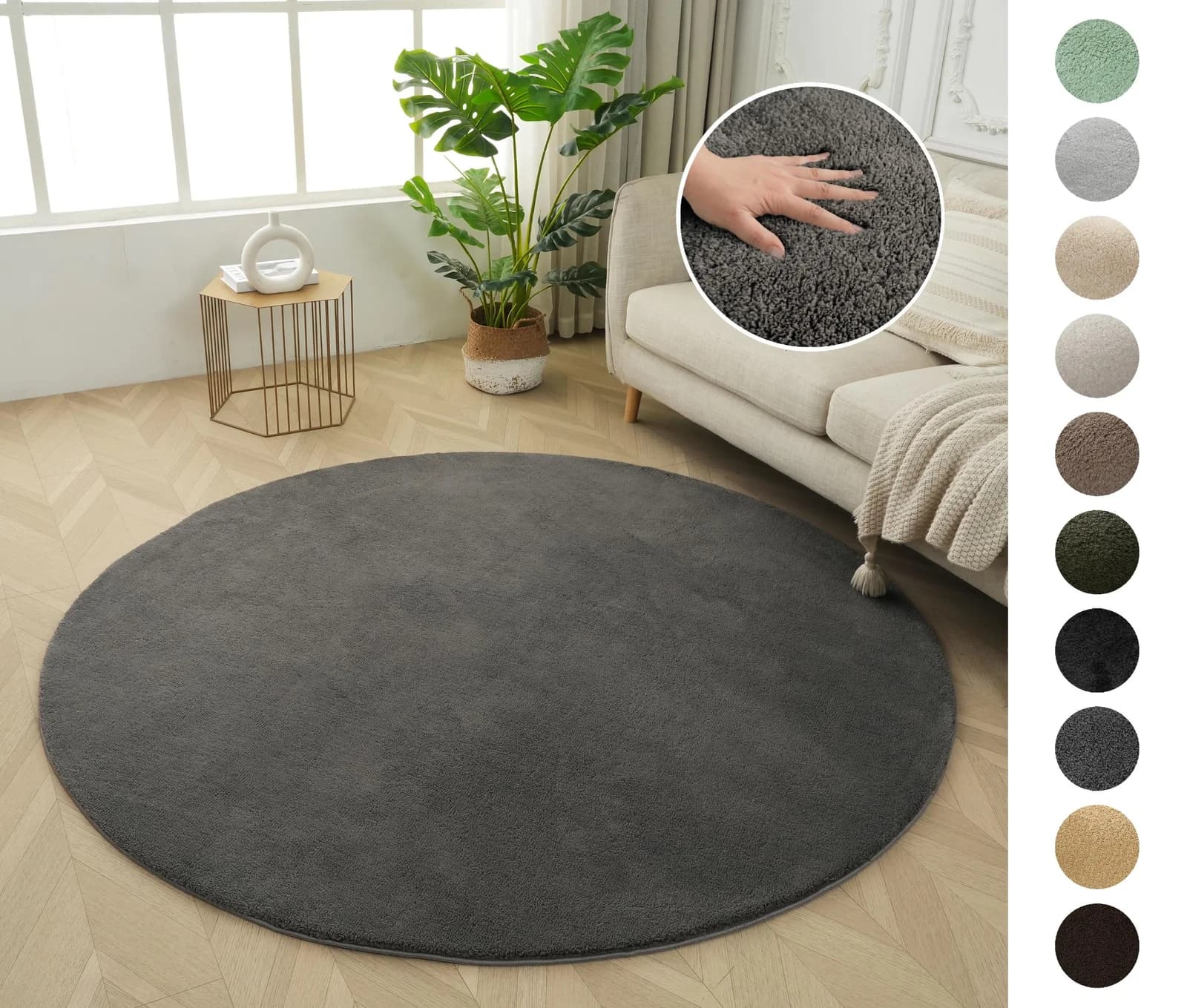 Teppich OTTO HOME Cali rund anthrazit 180cm