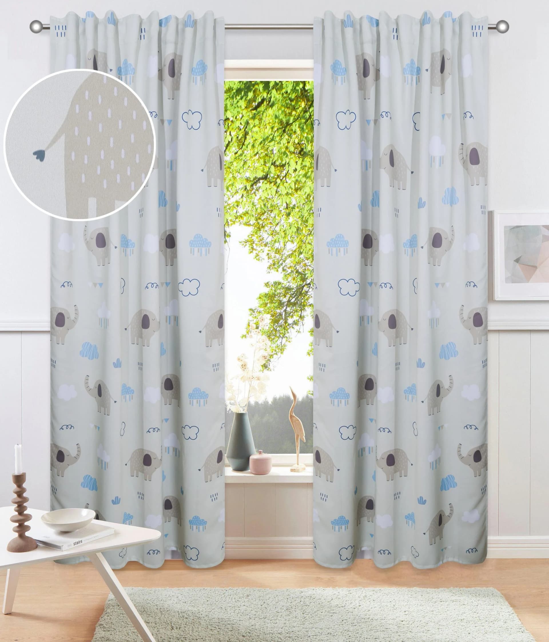 OTTO HOME Gardine Maurrice Creme Elefanten Design Blickdicht