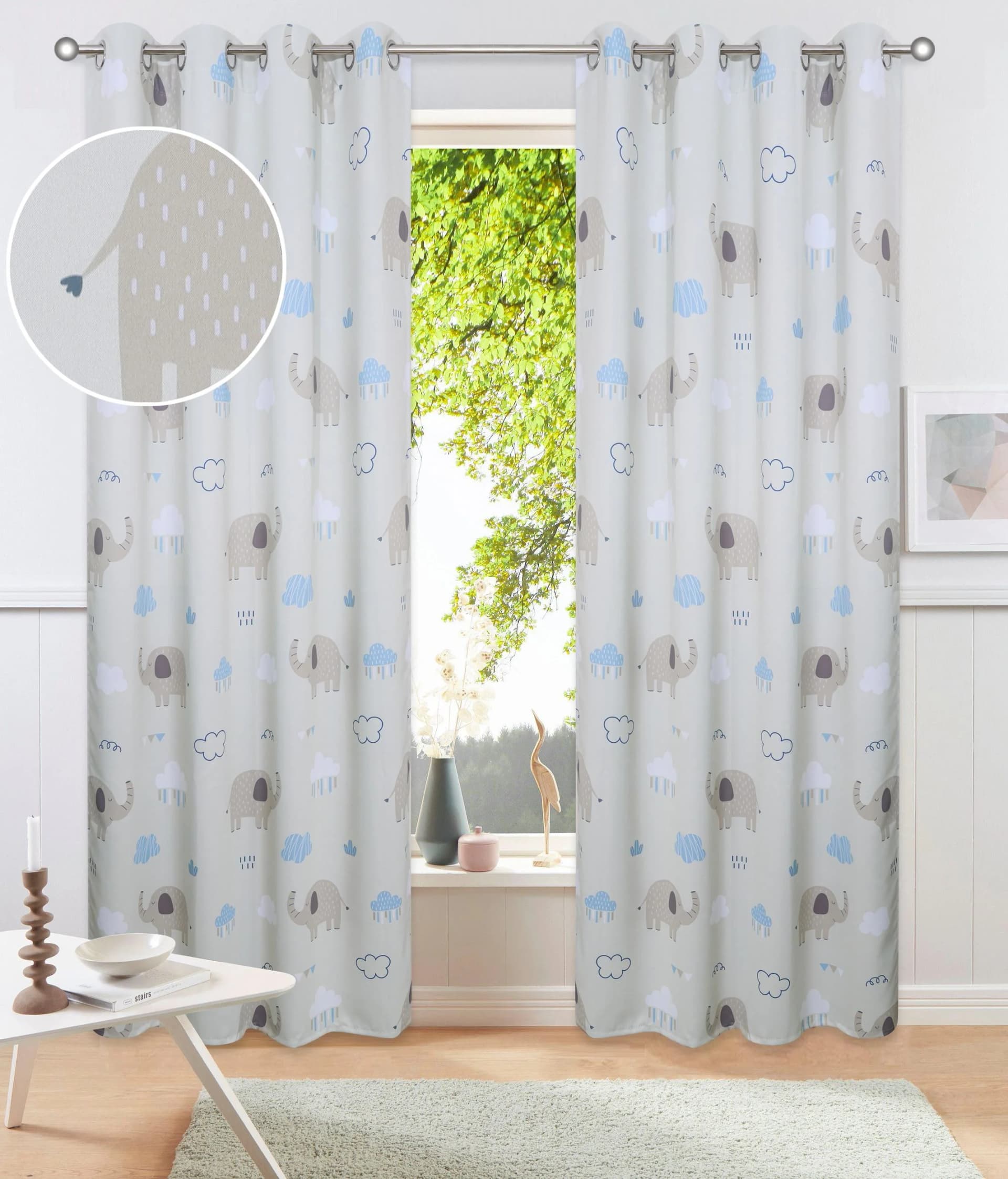 OTTO HOME Gardine Maurrice Creme Grau Elefanten Design Blickdicht
