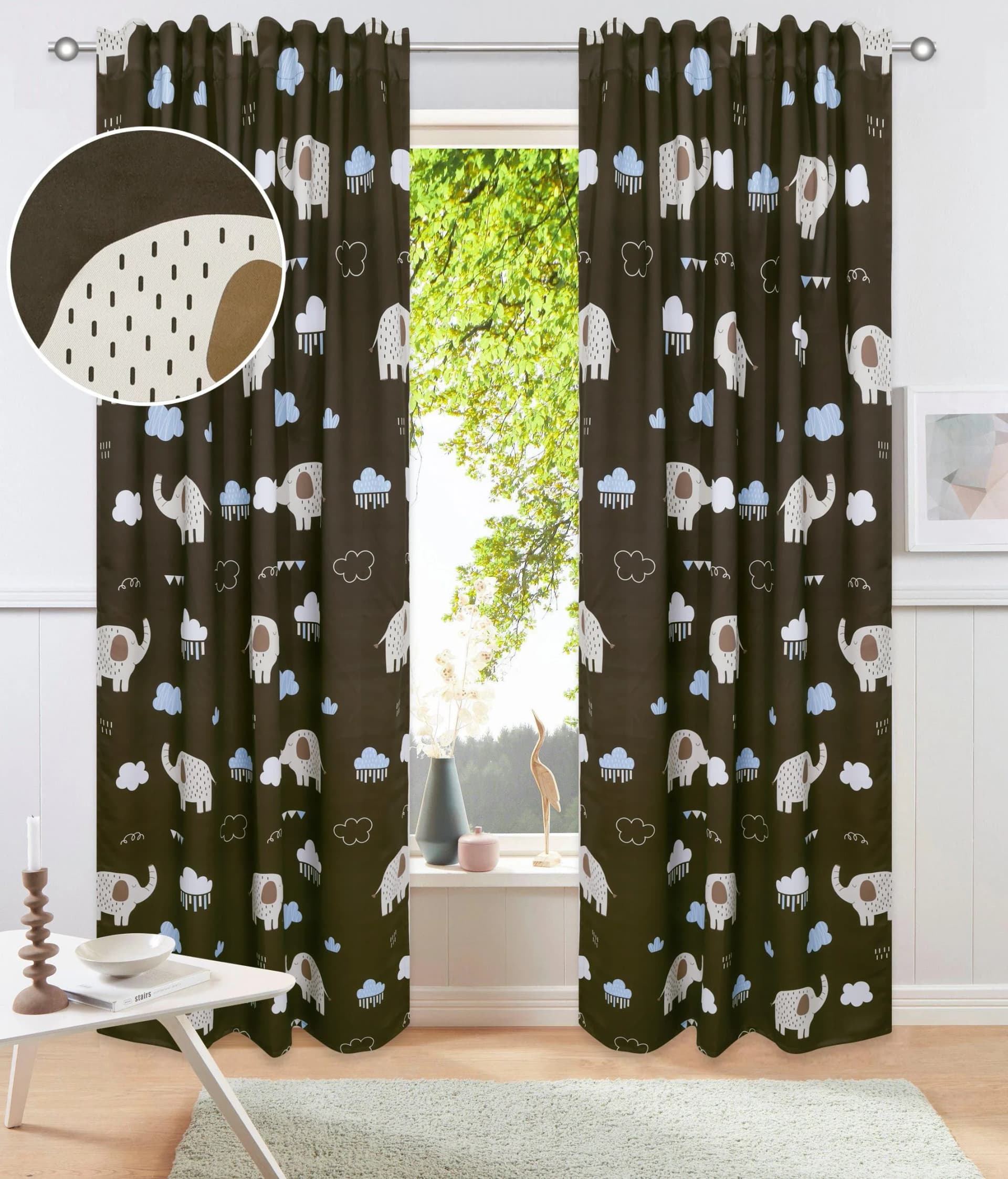 OTTO HOME Gardine Maurrice Braun Elefanten Design Blickdicht