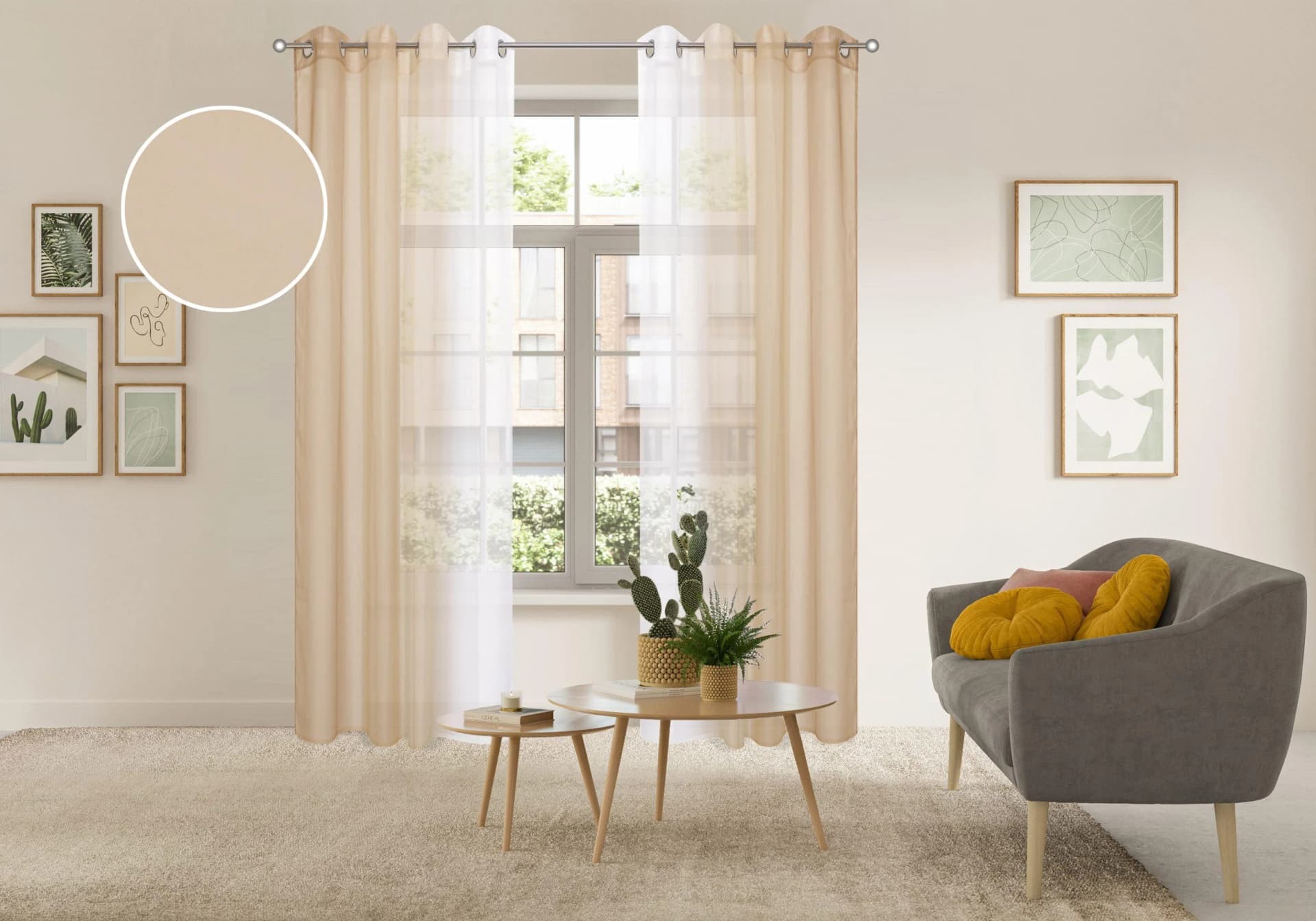 OTTO HOME Gardine Nivva Sand 2er Set Polyester Transparent