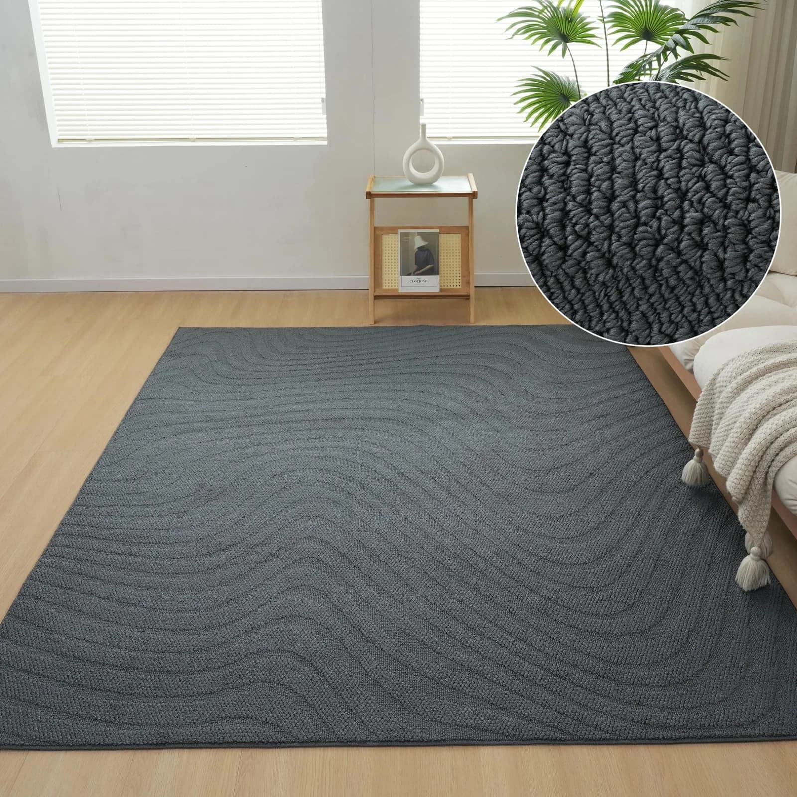 OTTO HOME Teppich Jola Welle Hoch-Tief-Design Dunkelgrau