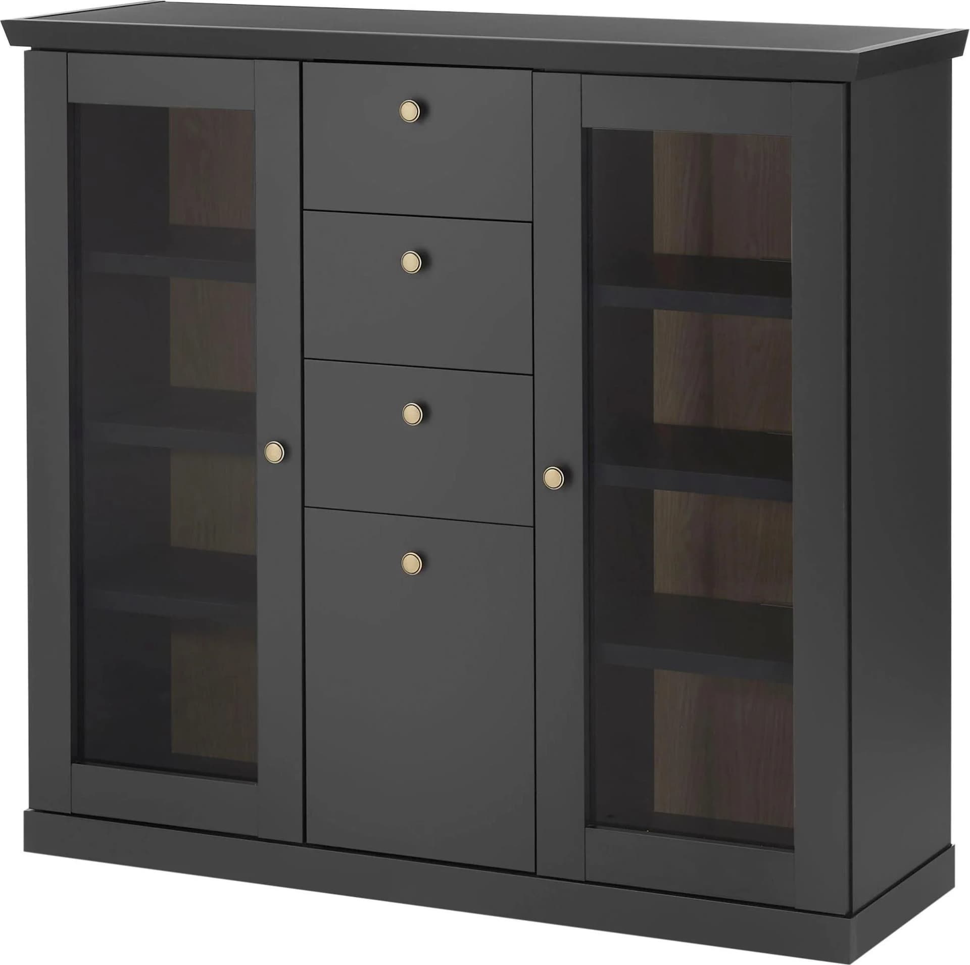 Highboard Lincoln 129 cm breit schwarz matt FSC Holzwerkstoff