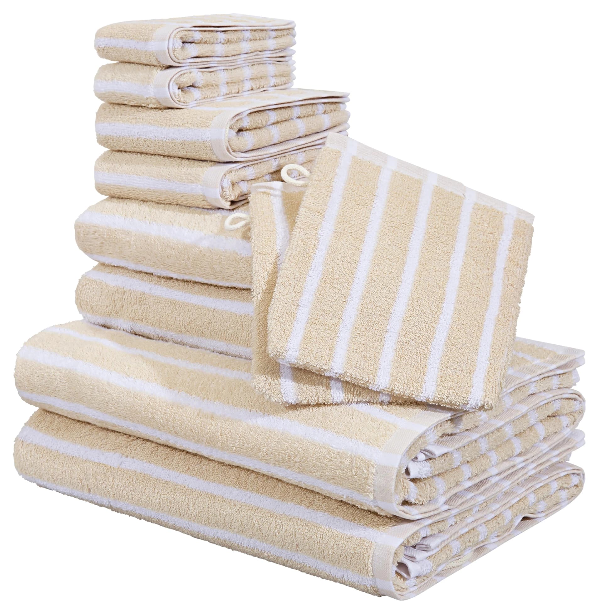 OTTO HOME Handtuch Set Jannika 10-tlg. Beige/Weiß Frottier Baumwolle