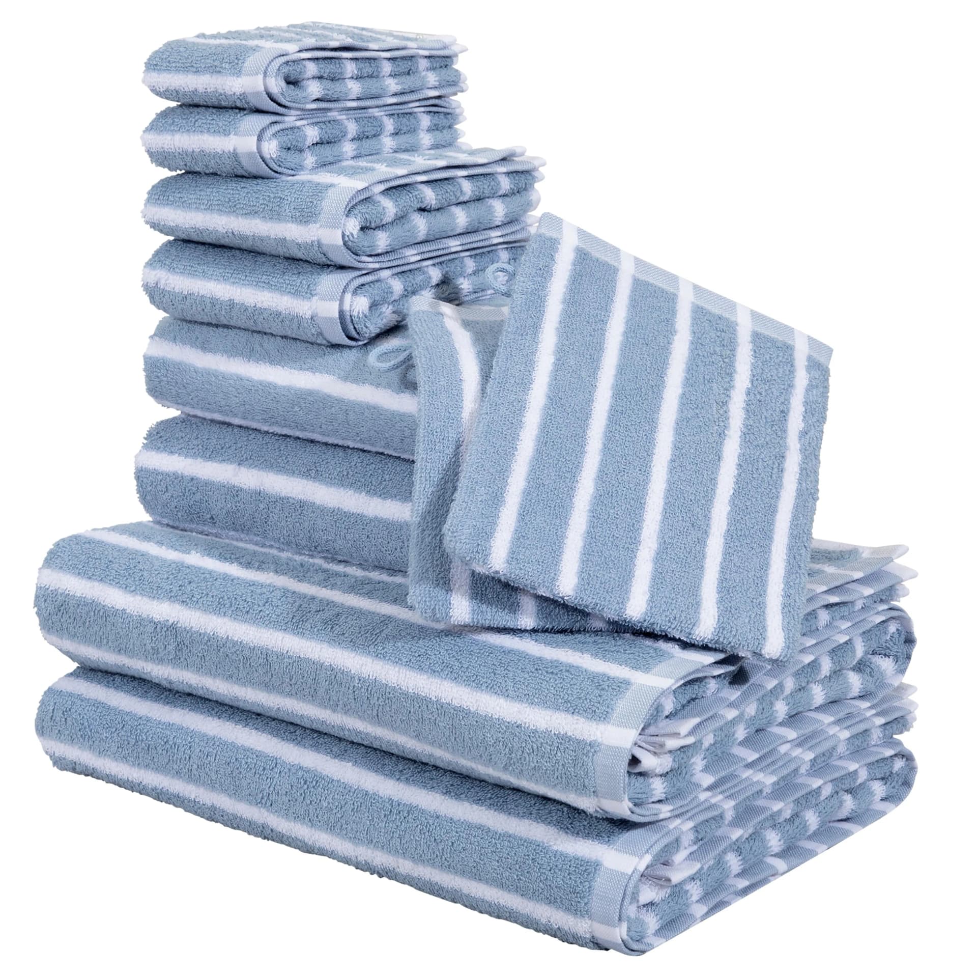 OTTO HOME Handtuch Set Jannika 10-tlg. Blau/Weiß Frottier Baumwolle