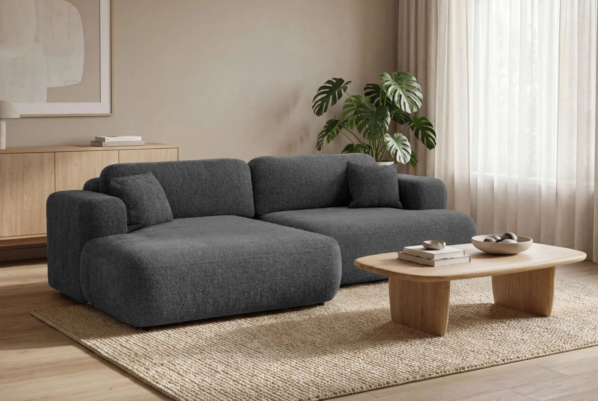 OTTO HOME Ecksofa VEEVIA L-Form Schlafsofa Dunkelgrau