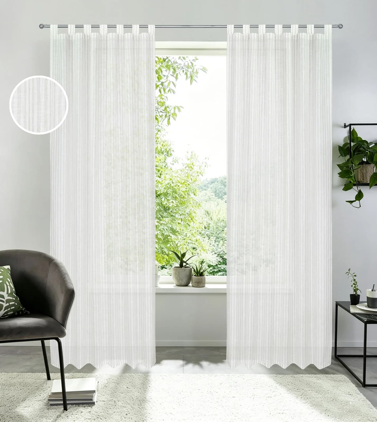 OTTO HOME Gardine Marric Beige/Weiß Polyester Leinenoptik