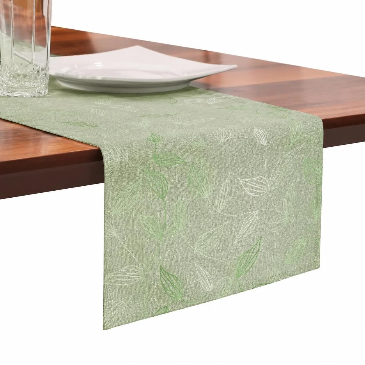Tischläufer OTTO HOME Raffon Grün Polyester Blattmotiv