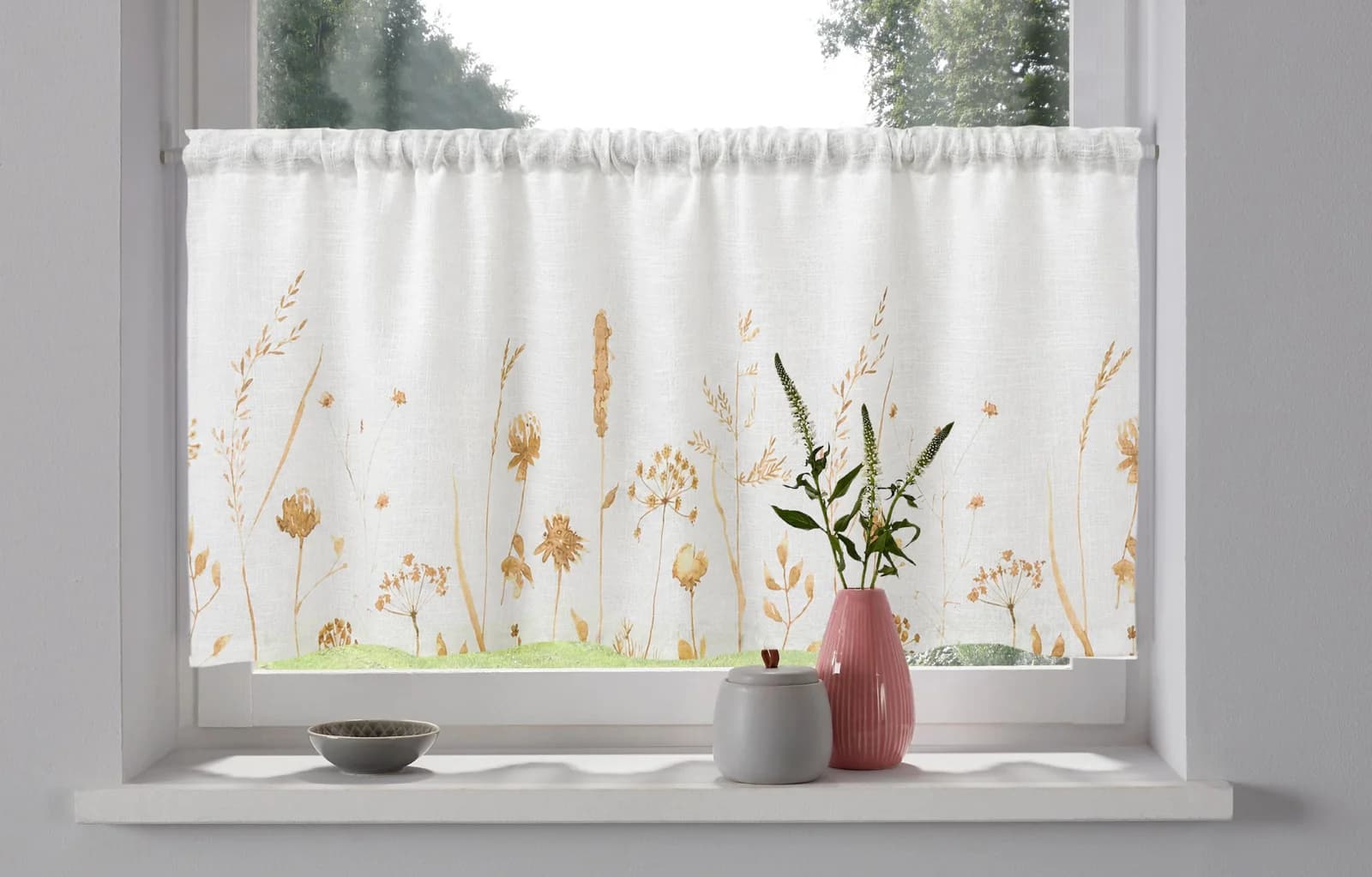 OTTO HOME Scheibengardine Rikkert Orange Leinen-Optik