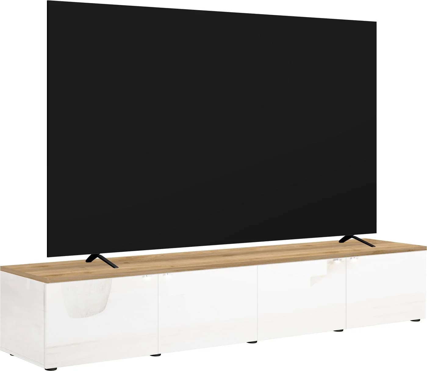 Home affaire Lowboard Easy Weiß Hochglanz Eiche Dekor 245 cm