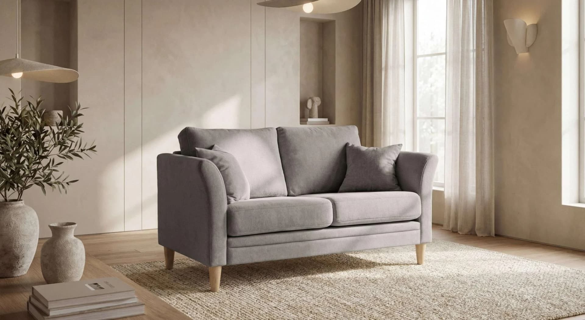 HOME AFFAIRE Arellano 2-Sitzer Sofa Chenille Beige