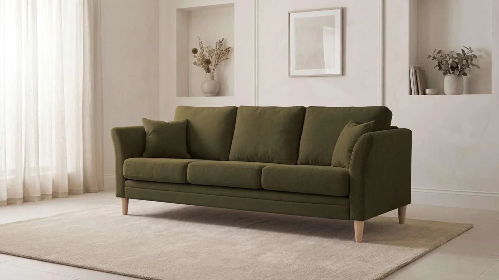Home Affaire Arellano 3-Sitzer Sofa Olive Chenille