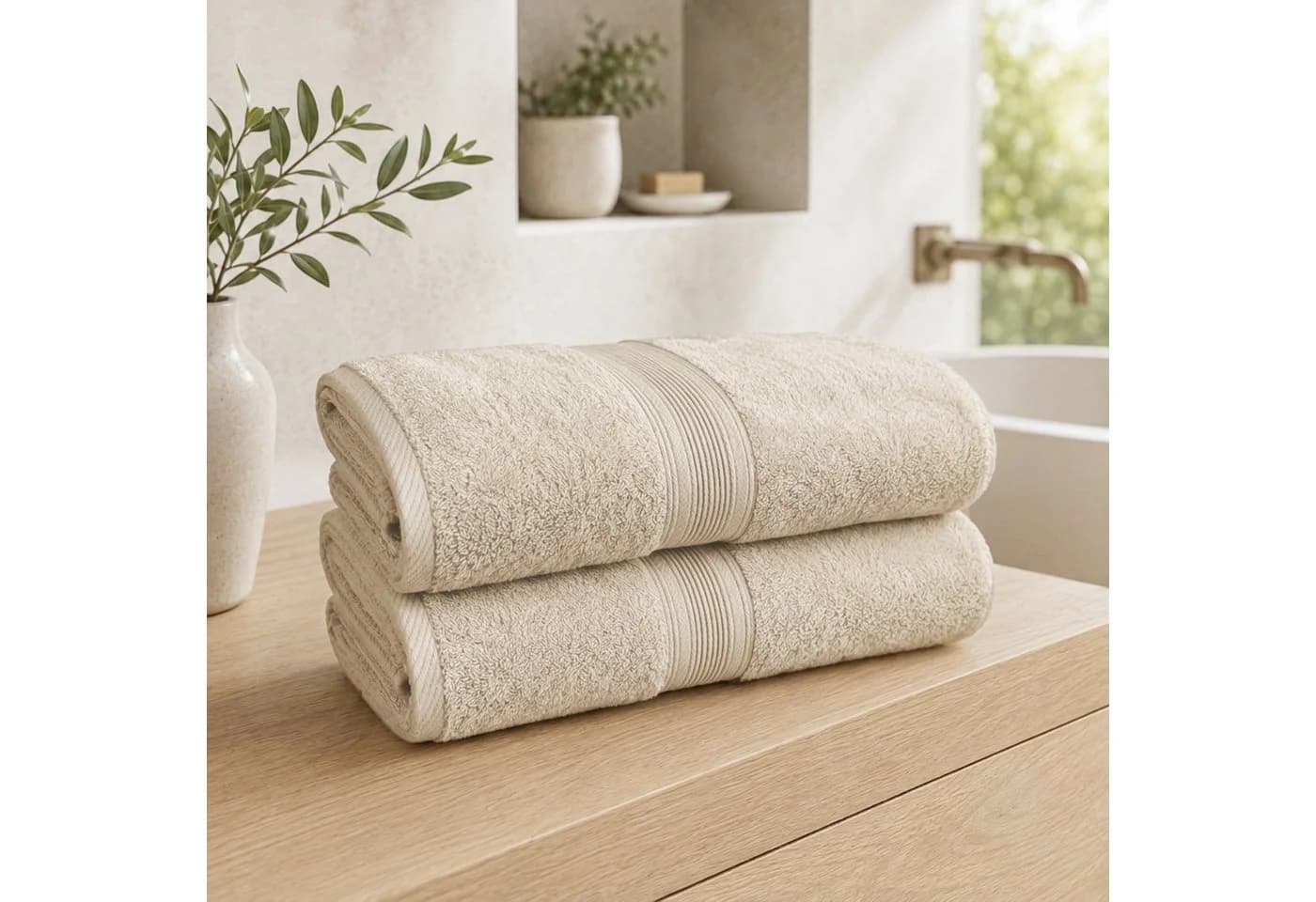 OTTO home Badetücher Finnja 2er Set Beige 70x140cm Frottier 550g/m²