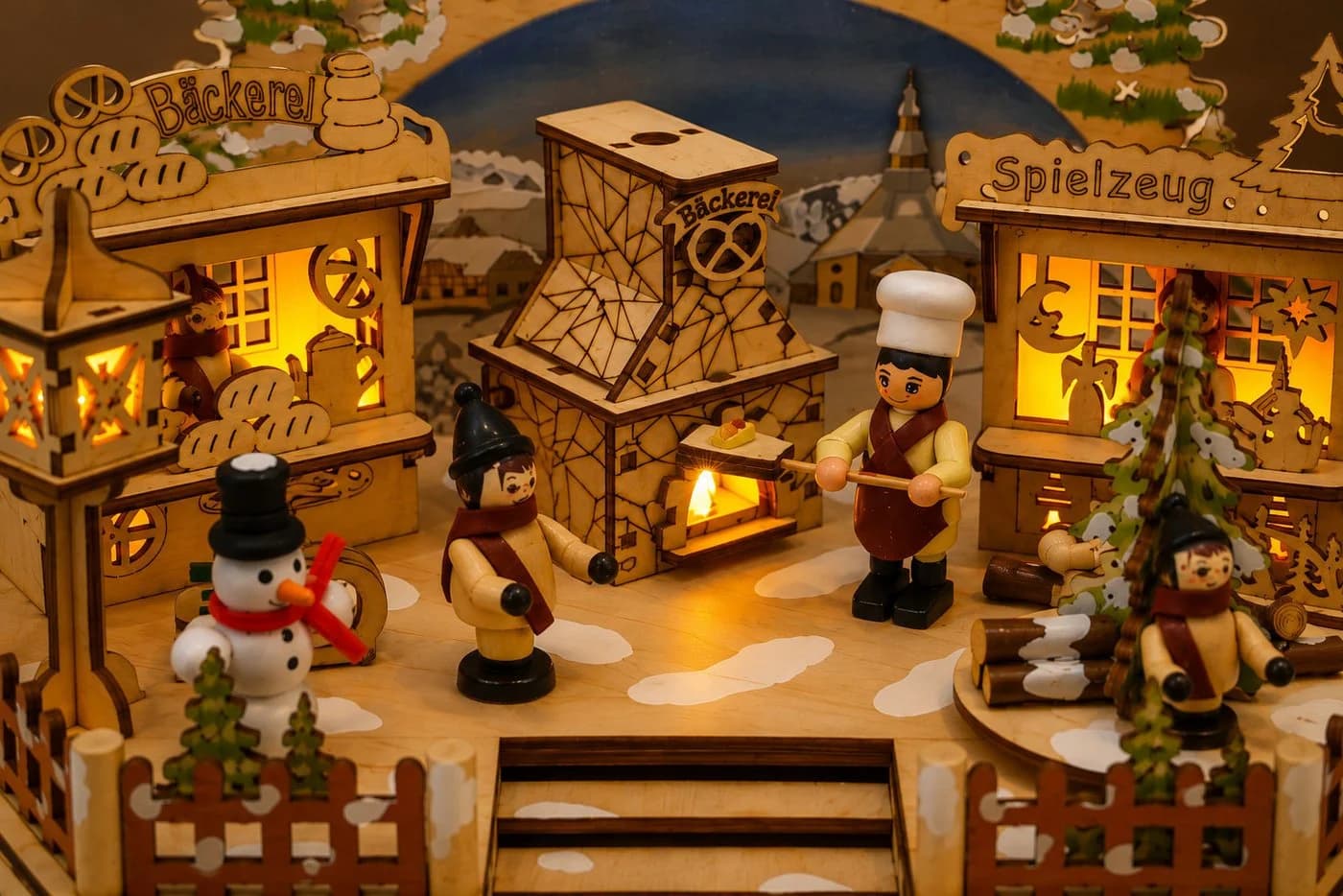 OTTO home Spieluhr LED Weihnachtsdorf aus Holz mit 6h-Timer